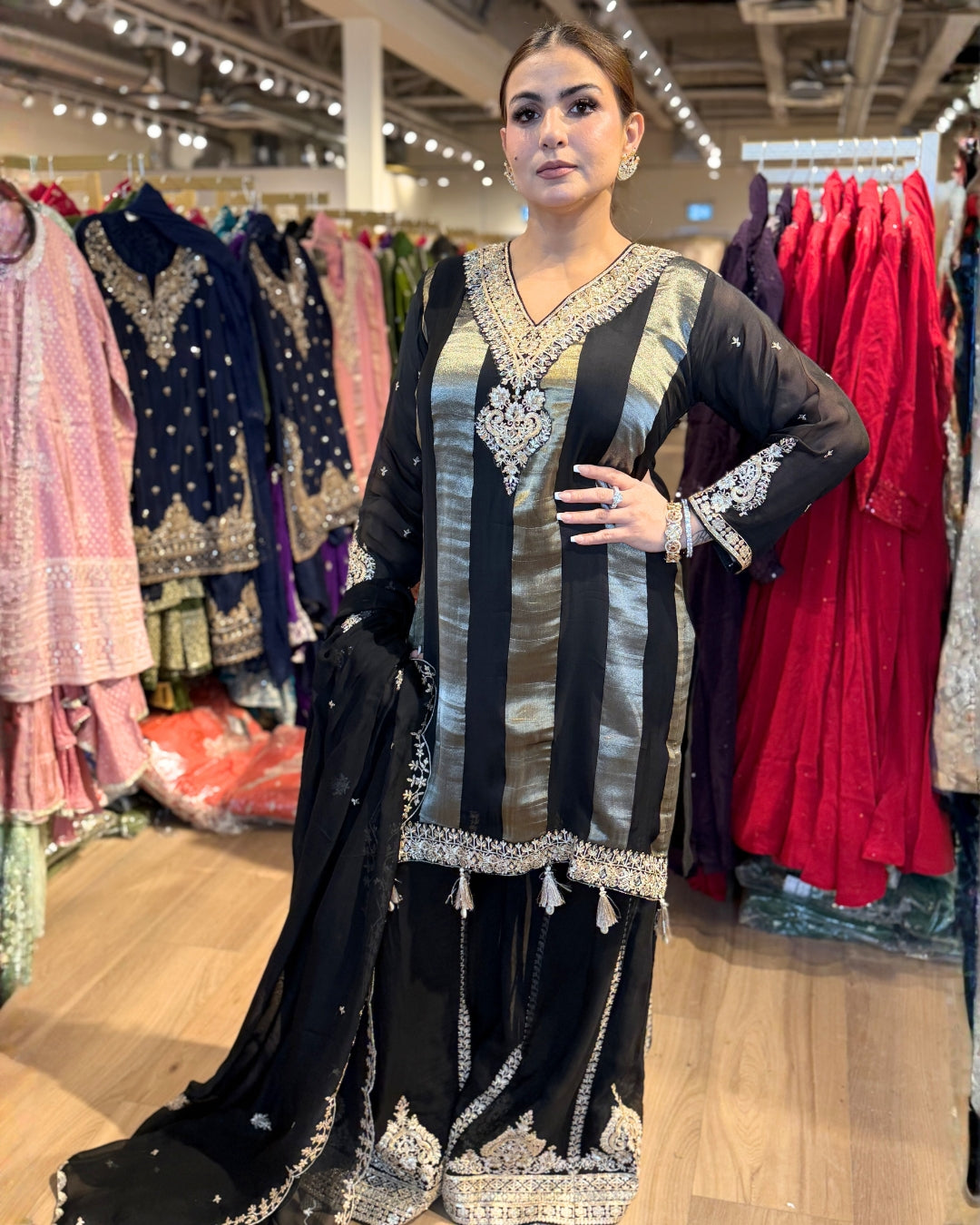 BLACK AND GOLD SHARARA