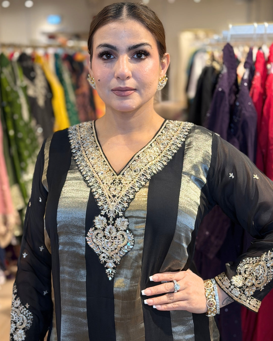 BLACK AND GOLD SHARARA