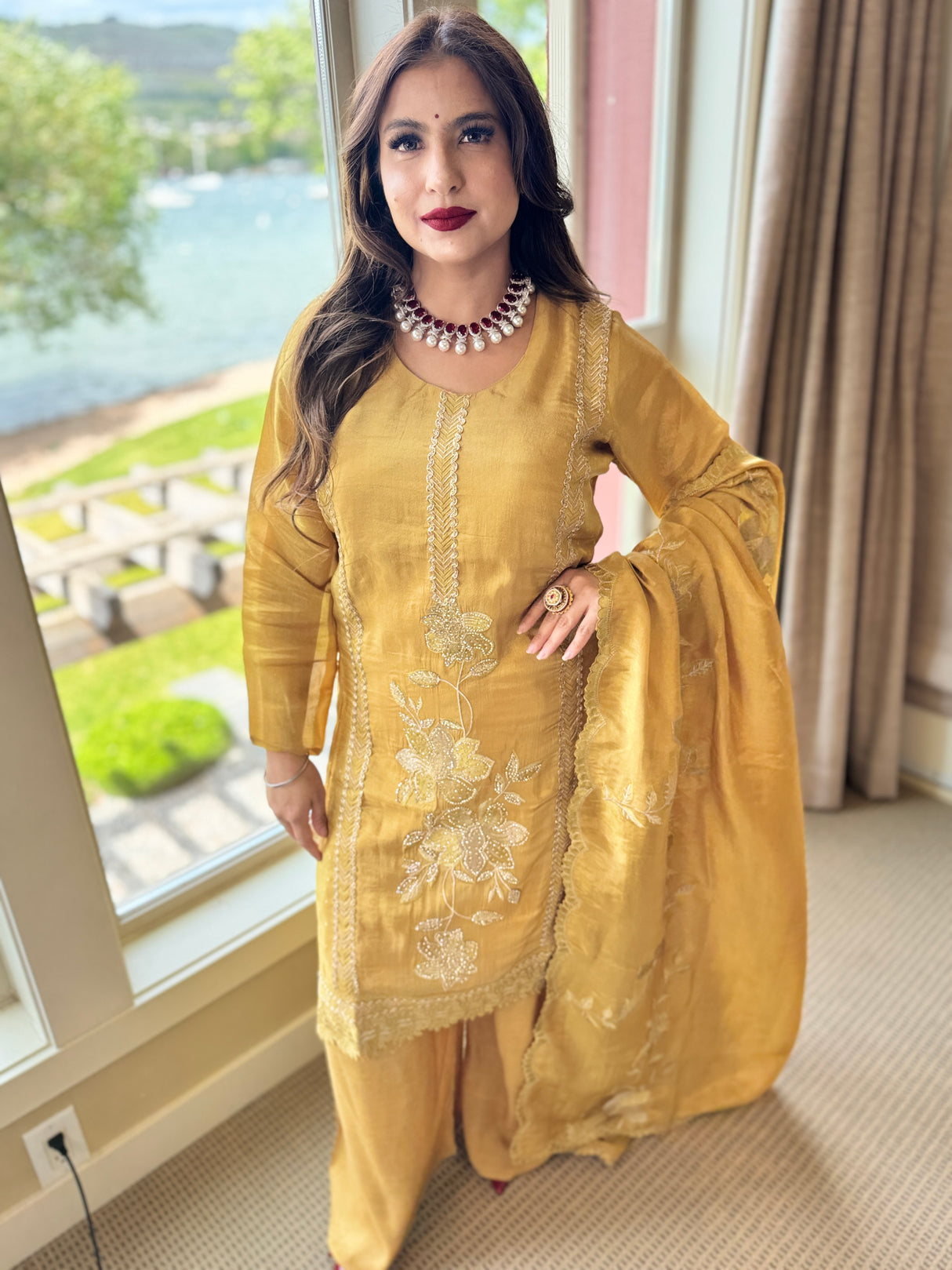 Olive Green Festive Suit