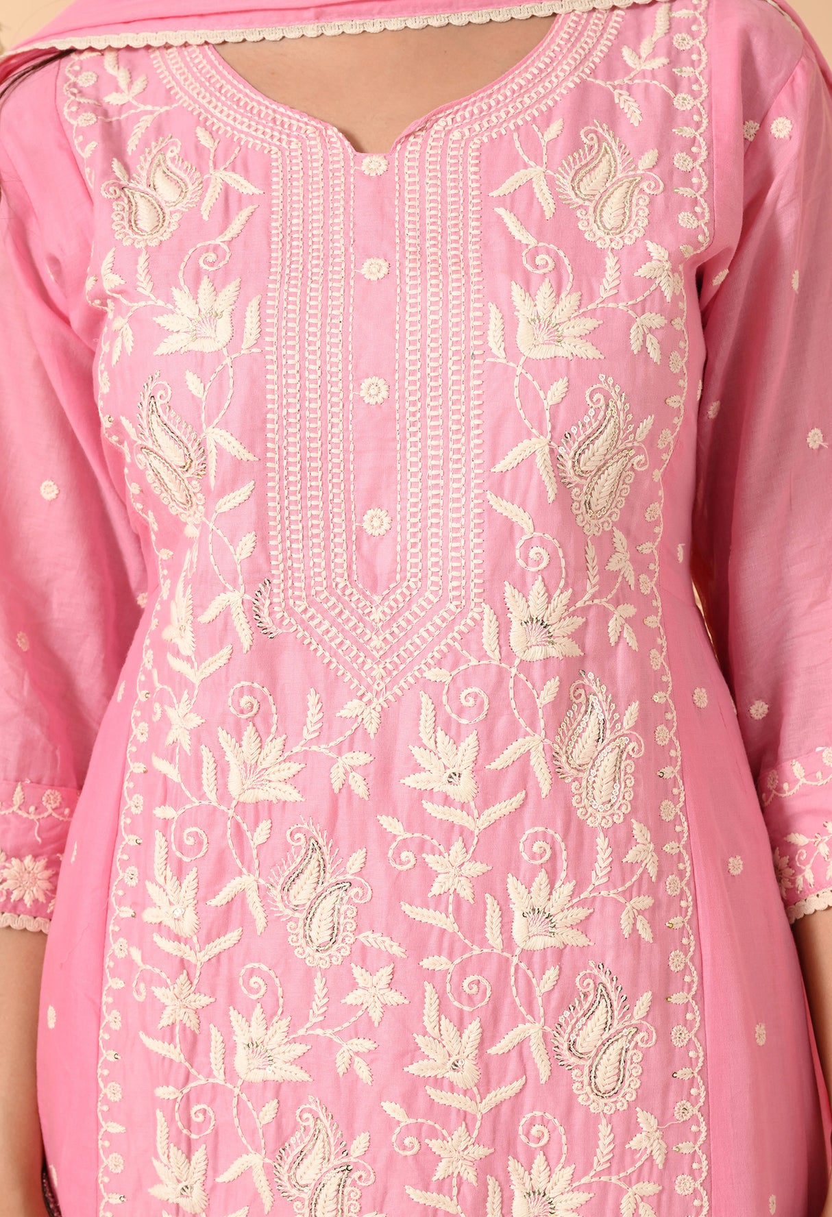 Gulaabi Noor – Baby Pink Embroidered Suit
