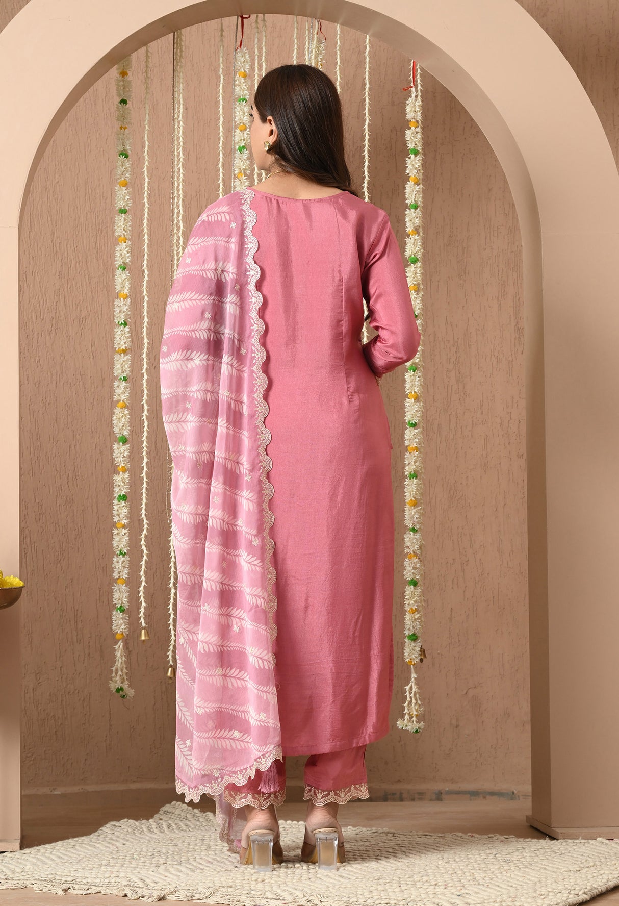 Gulbahar Dusty Rose Embroidered Suit Set