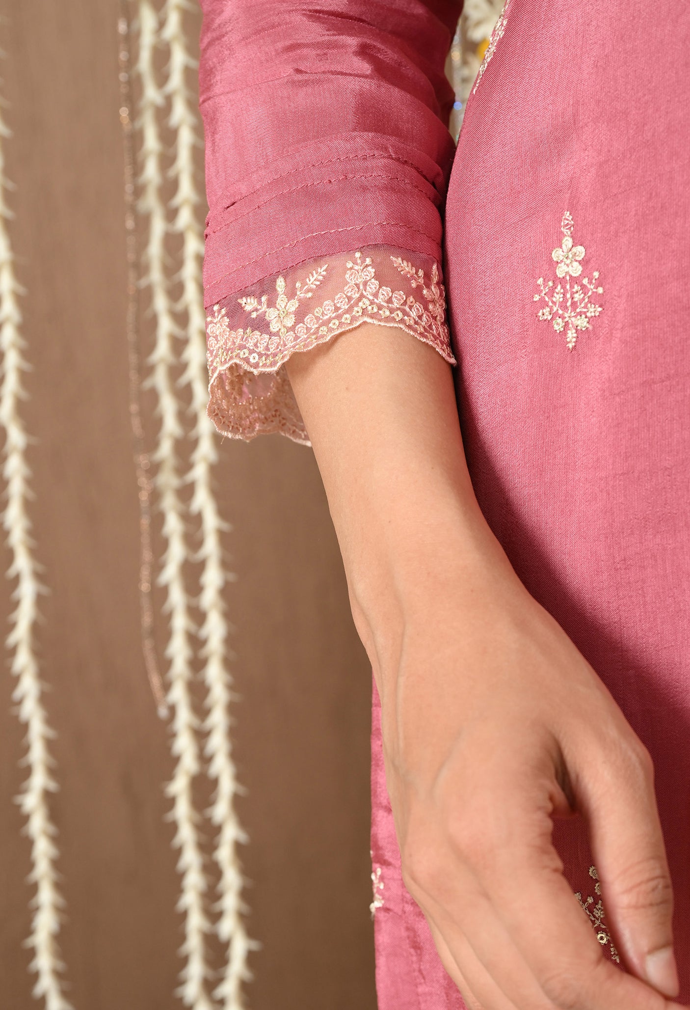 Gulbahar Dusty Rose Embroidered Suit Set