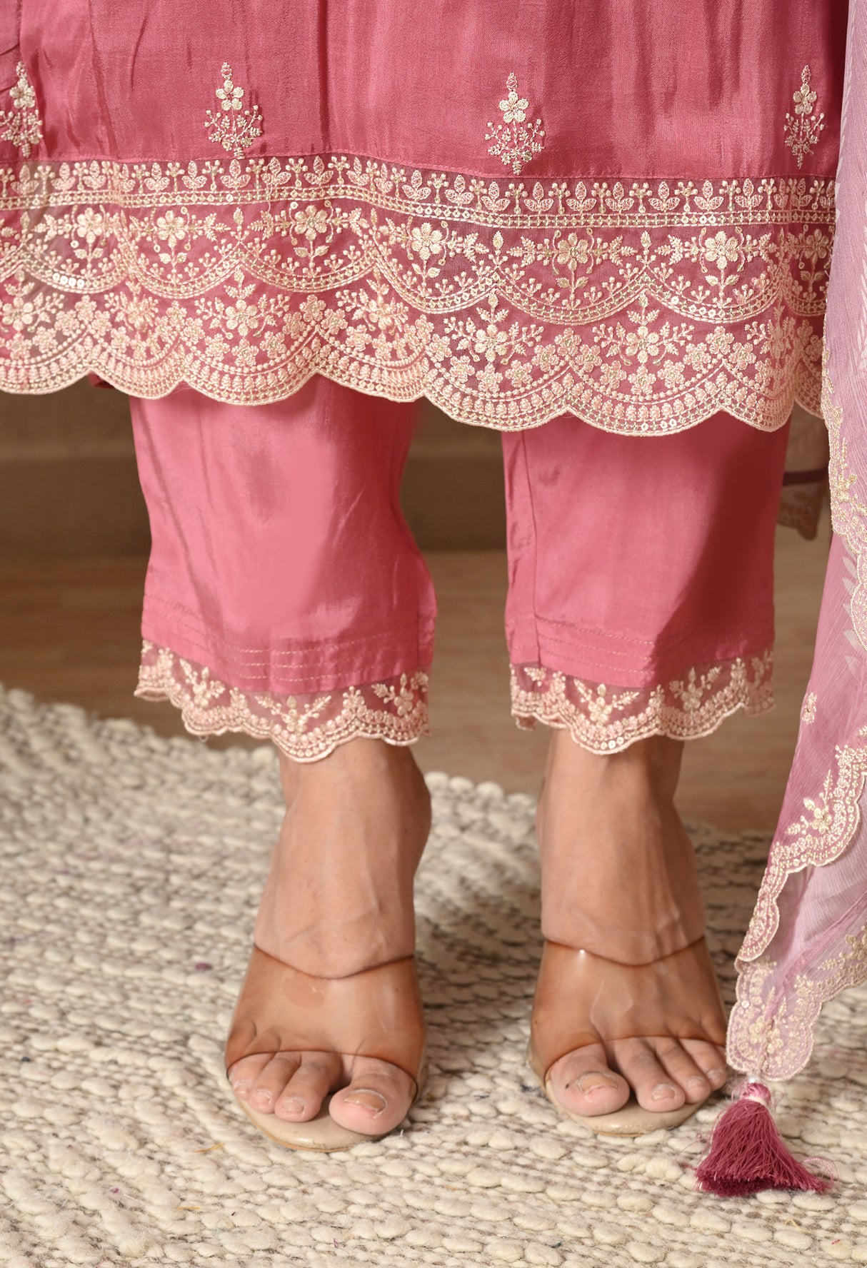 Gulbahar Dusty Rose Embroidered Suit Set