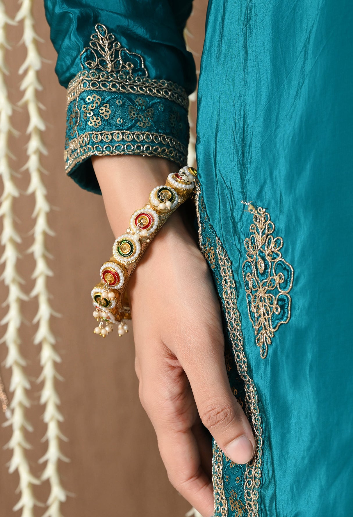 Meher farshi Salwar Suit – Teal Blue Embroidered Silk Set