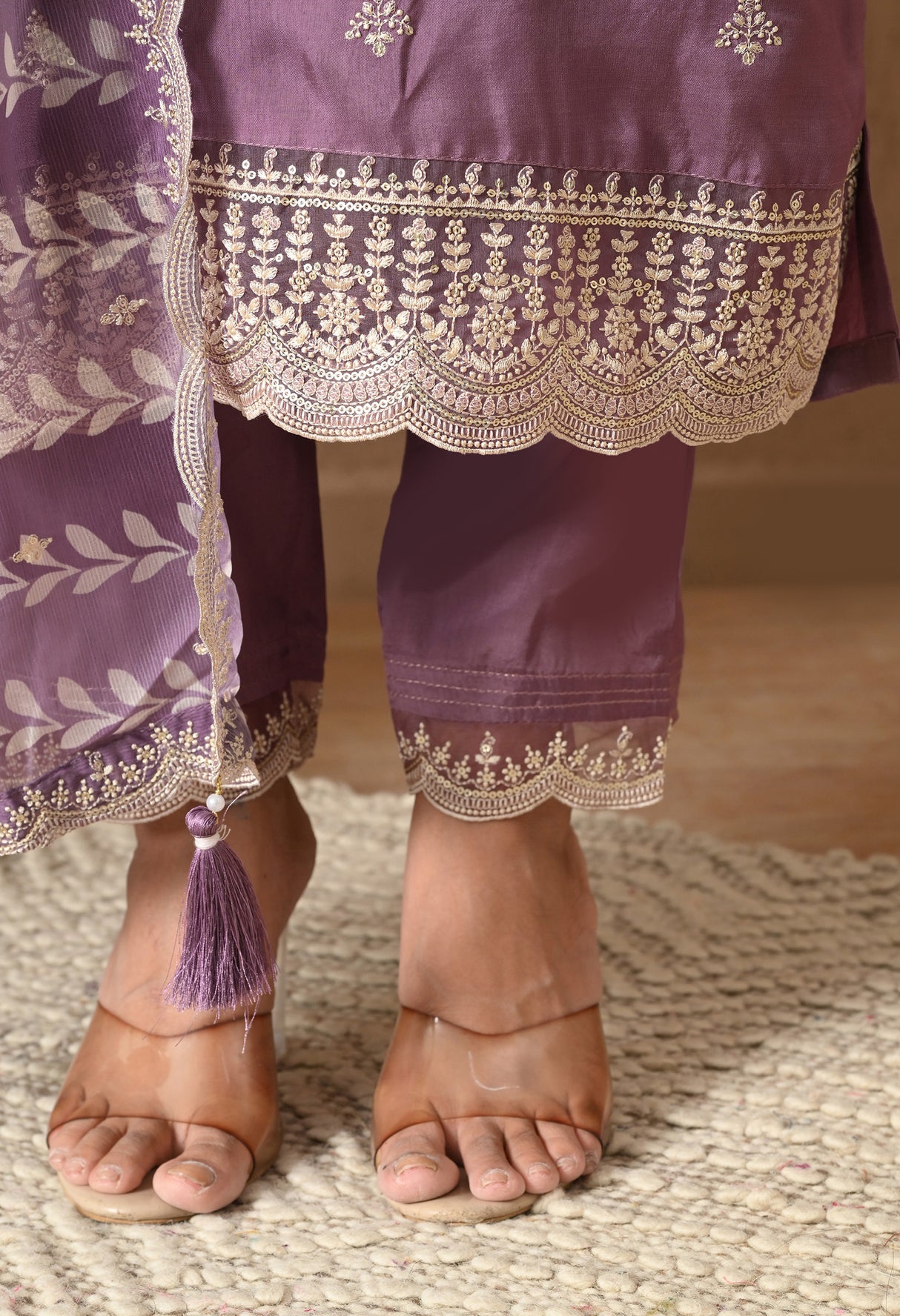 Lavender Grace Embroidered Suit Set