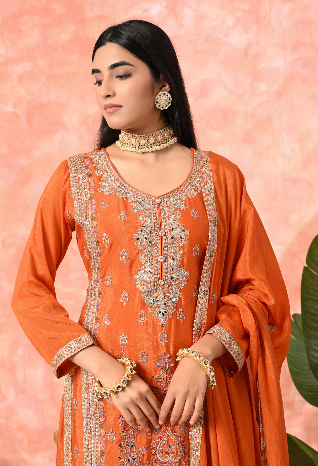 Royal Bloom Embroidered Suit Set