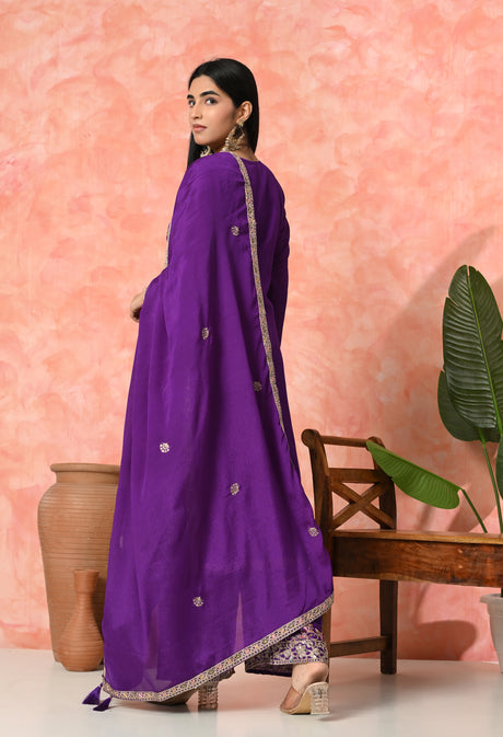 Royal Bloom Embroidered Suit Set