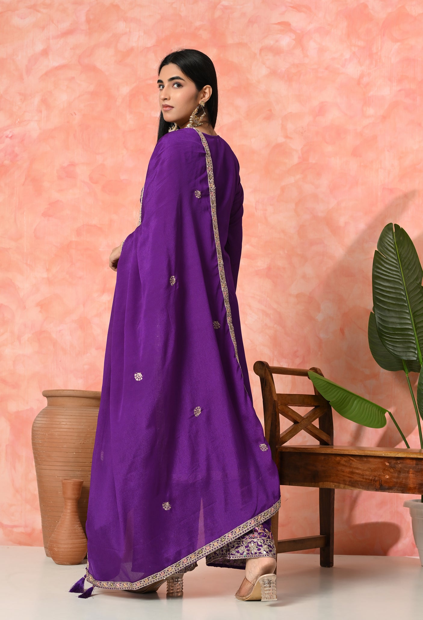 Royal Bloom Embroidered Suit Set