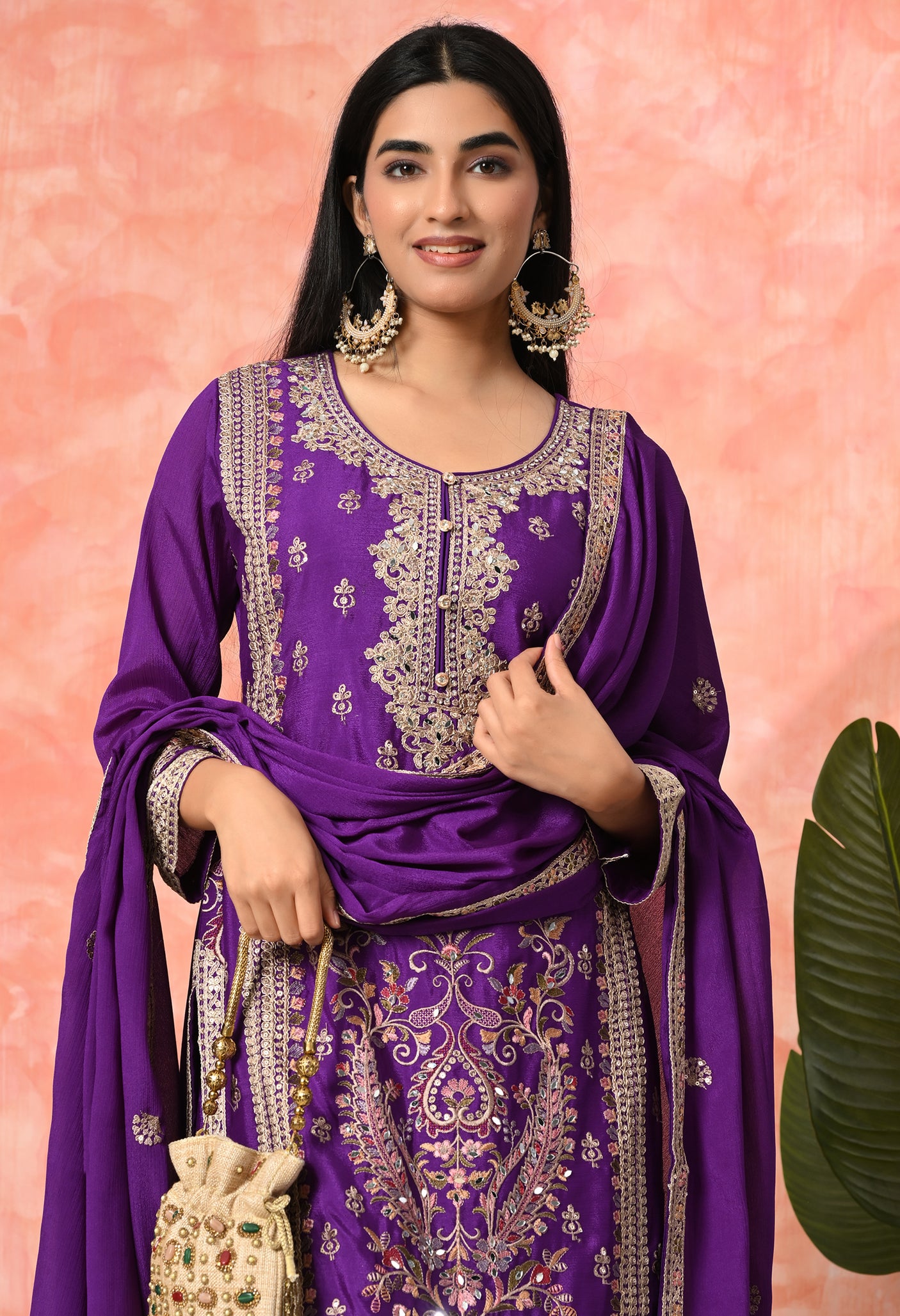Royal Bloom Embroidered Suit Set