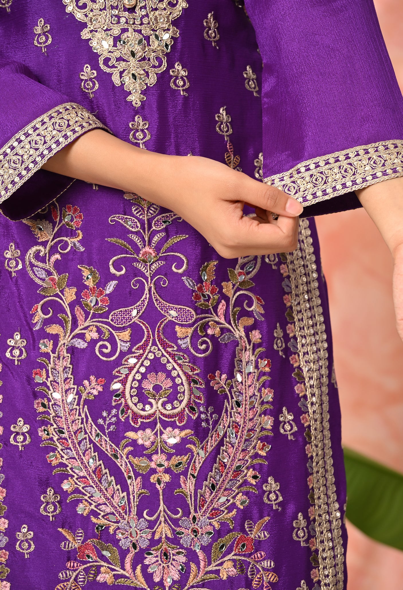 Royal Bloom Embroidered Suit Set