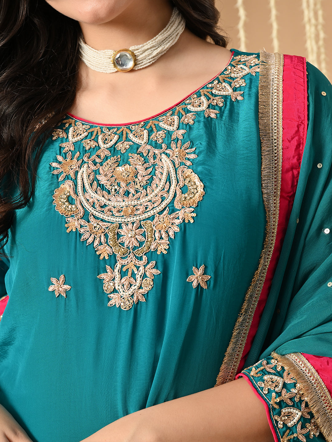 teal and rani pink farshi salwar