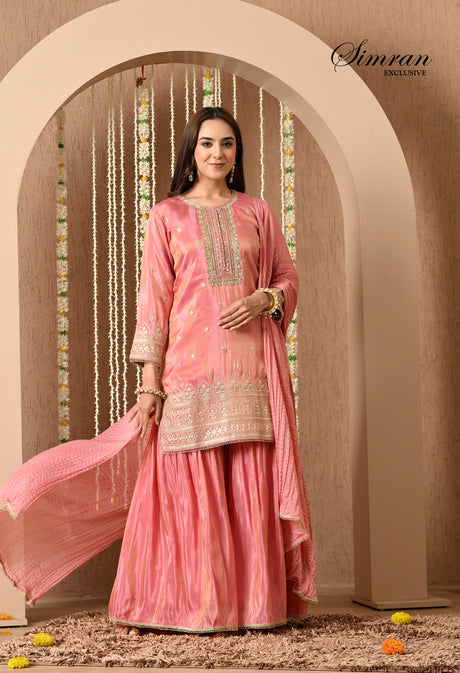 Blush Pink Gota Patti Sharara Set