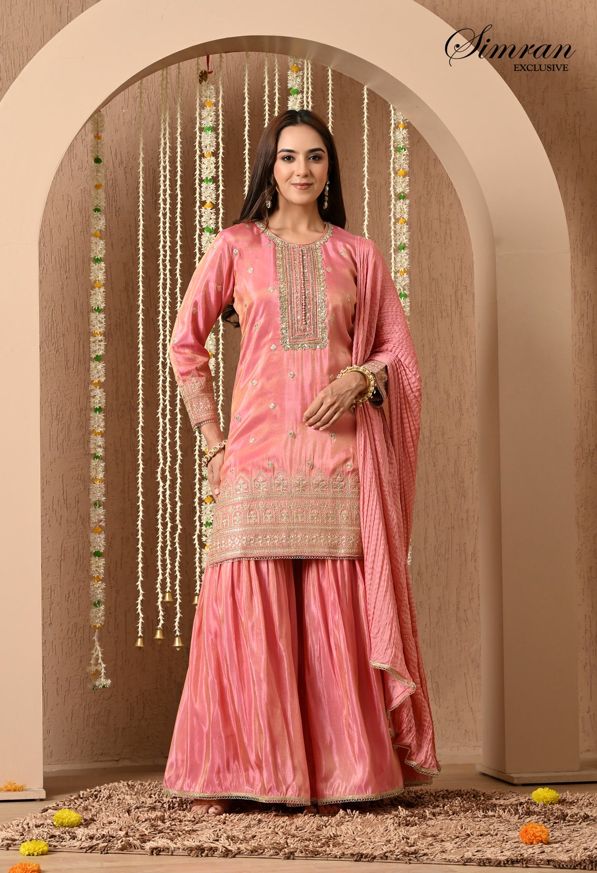 Blush Pink Gota Patti Sharara Set