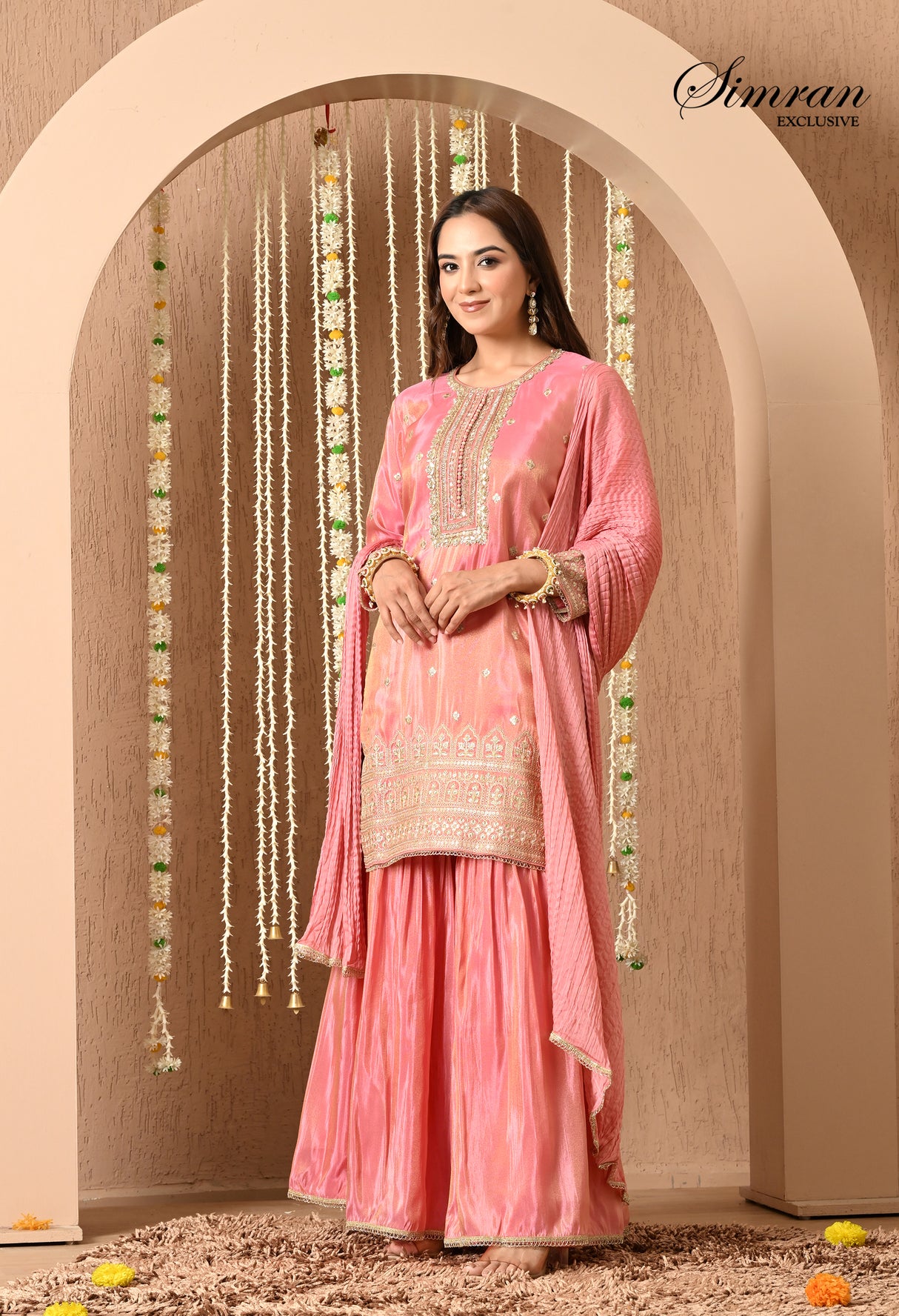 Blush Pink Gota Patti Sharara Set