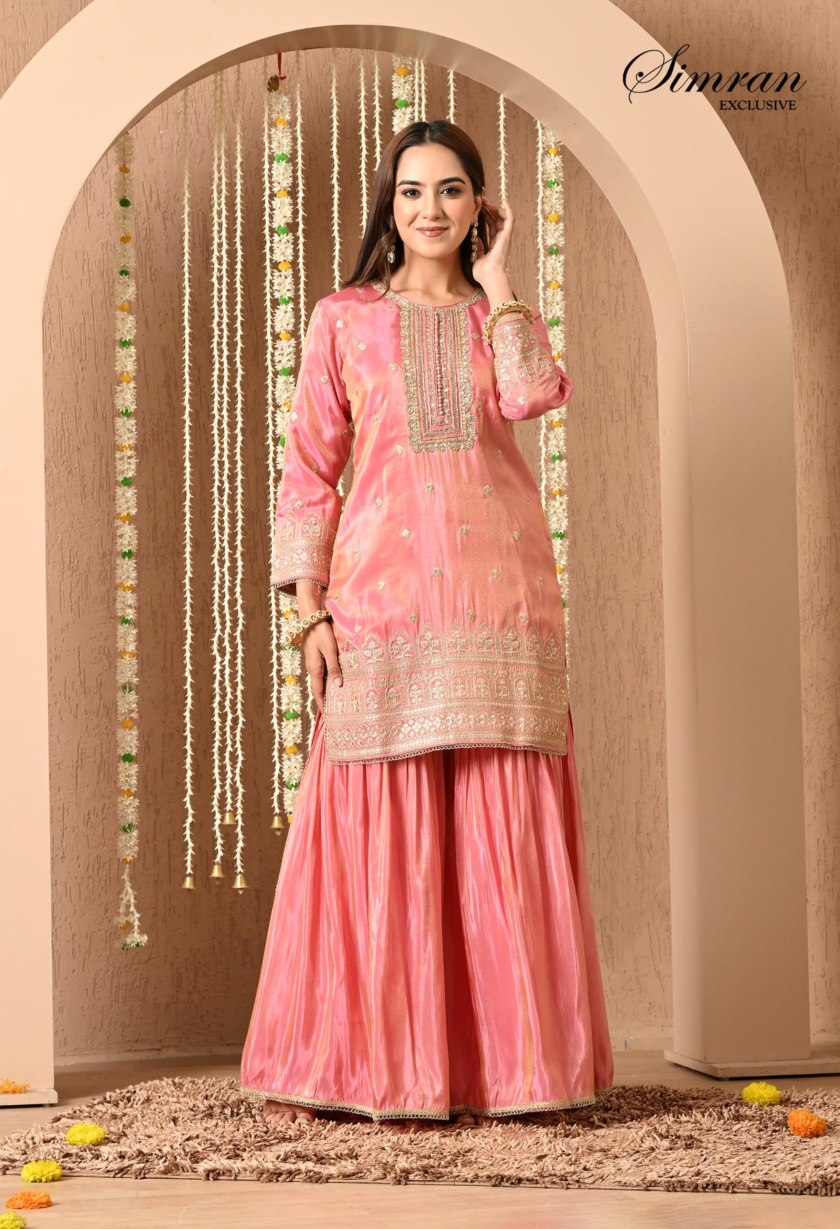 Blush Pink Gota Patti Sharara Set