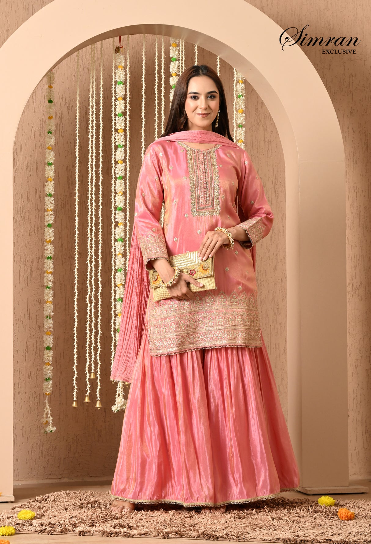 Blush Pink Gota Patti Sharara Set