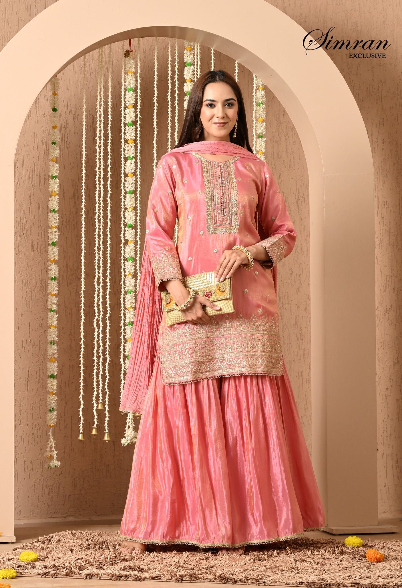 Blush Pink Gota Patti Sharara Set