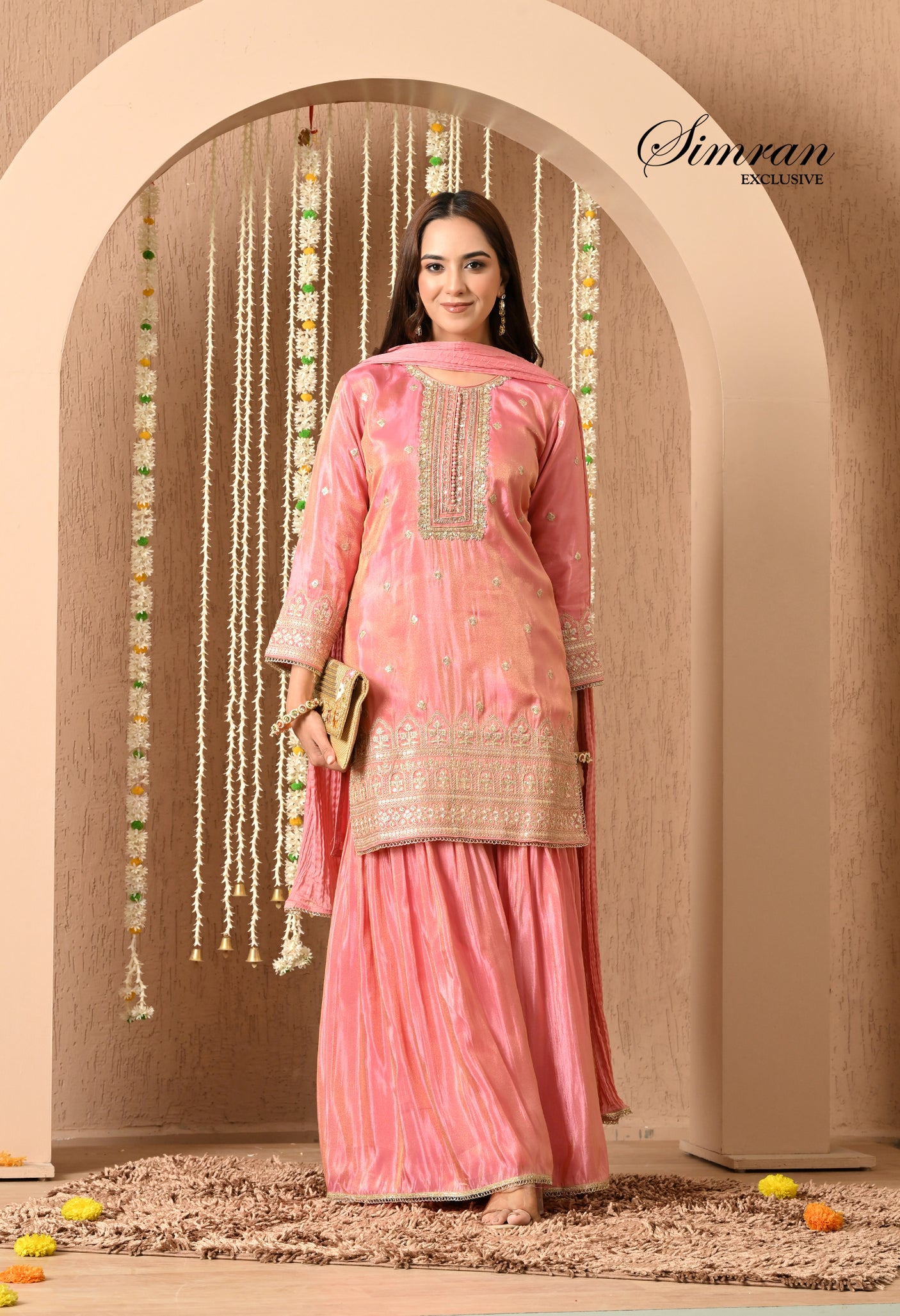Blush Pink Gota Patti Sharara Set