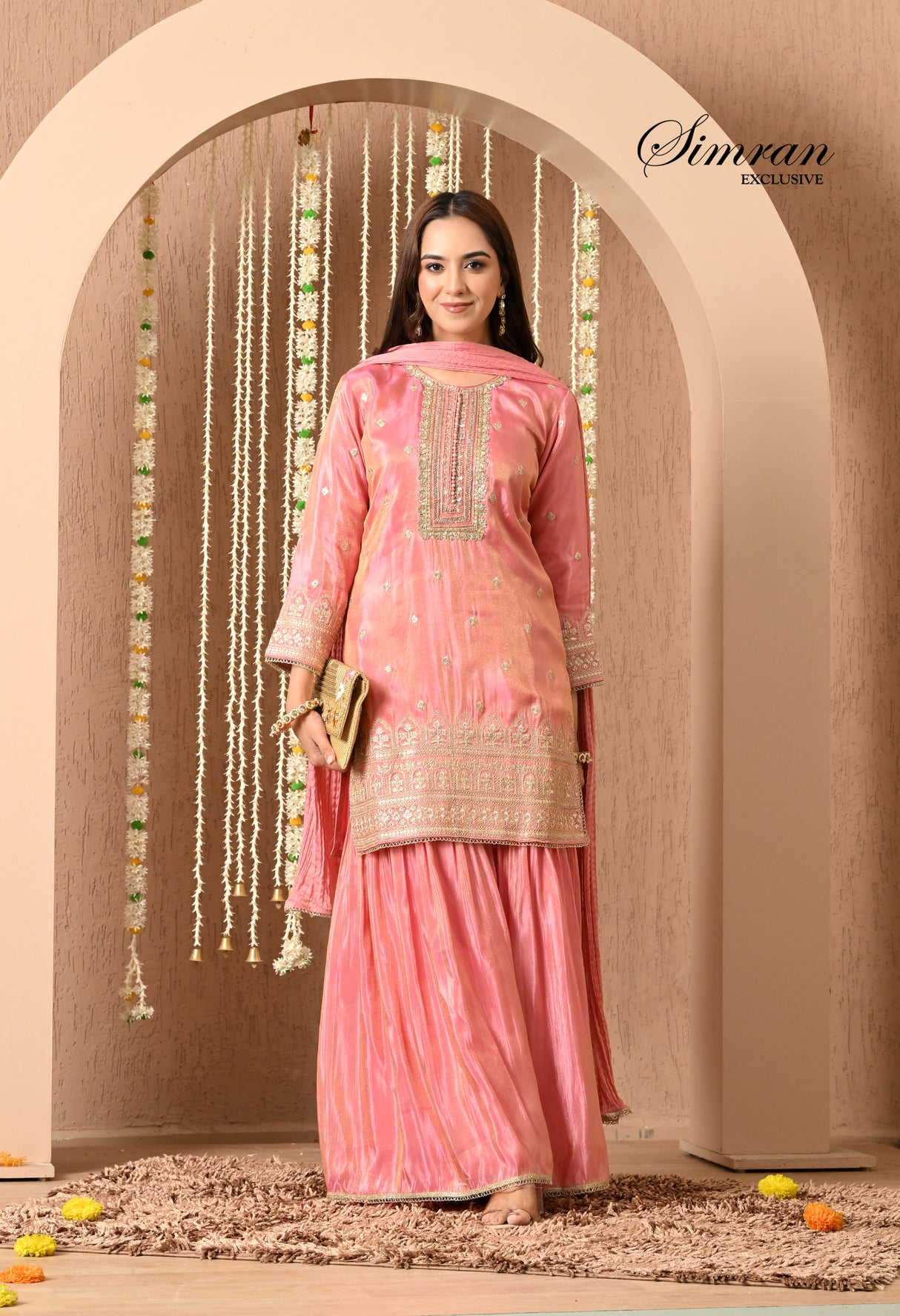 Blush Pink Gota Patti Sharara Set