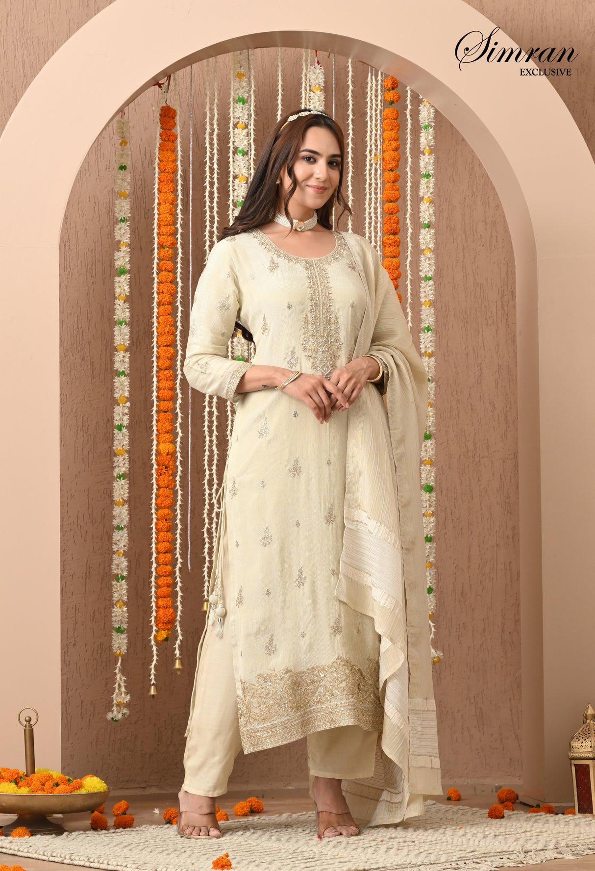 Golden Charm Heavy Embroidery suit