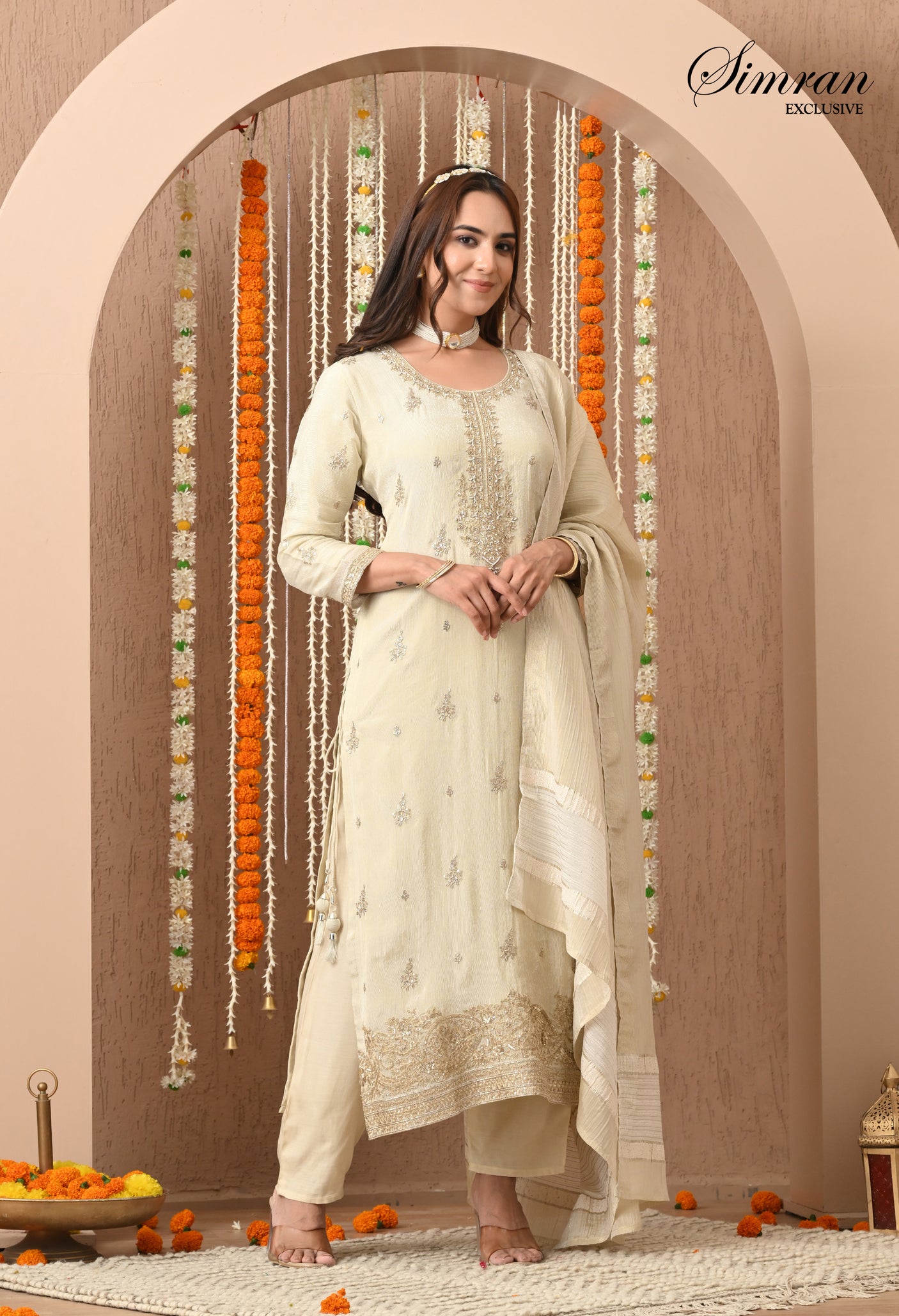 Golden Charm Heavy Embroidery suit