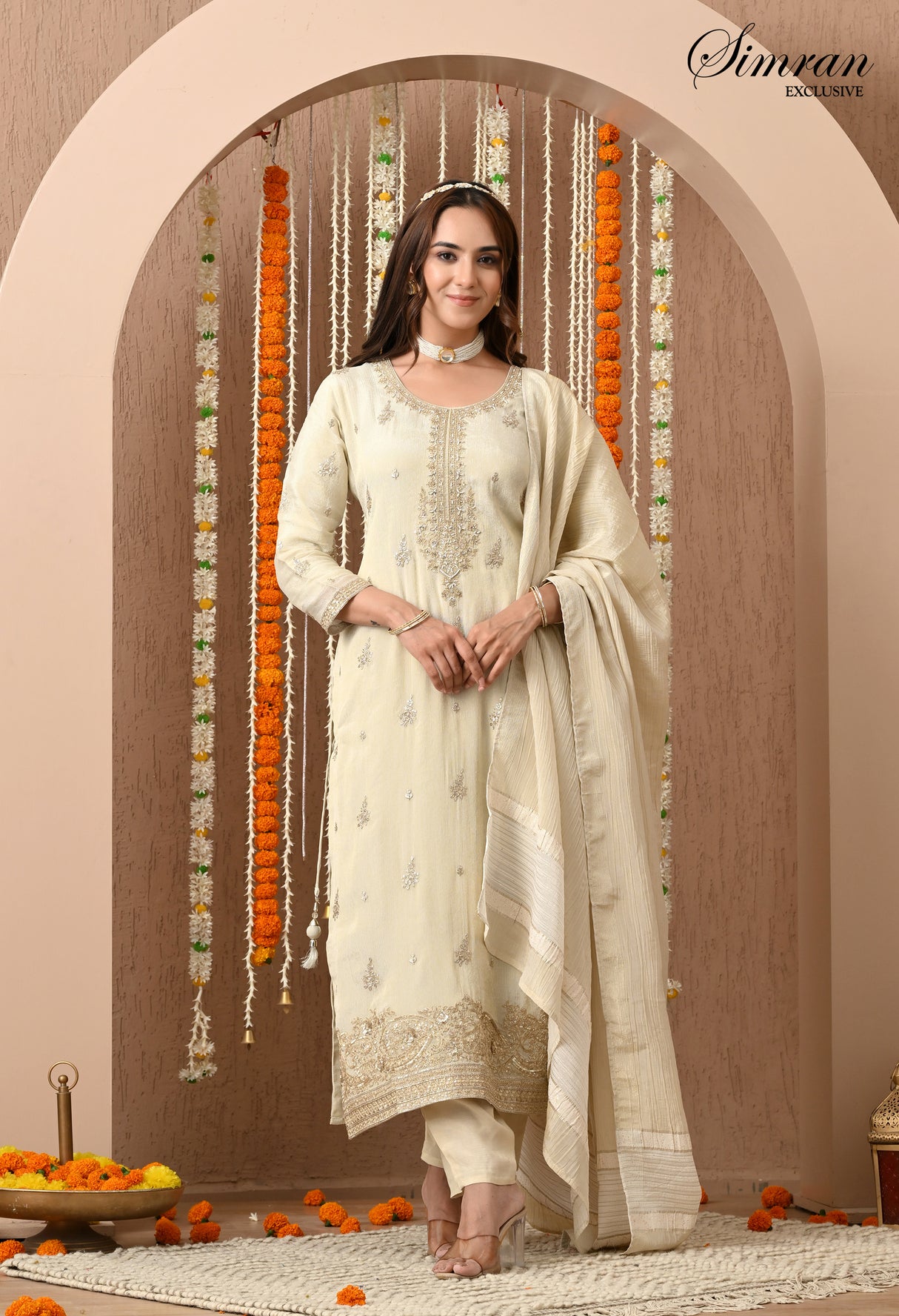 Golden Charm Heavy Embroidery suit