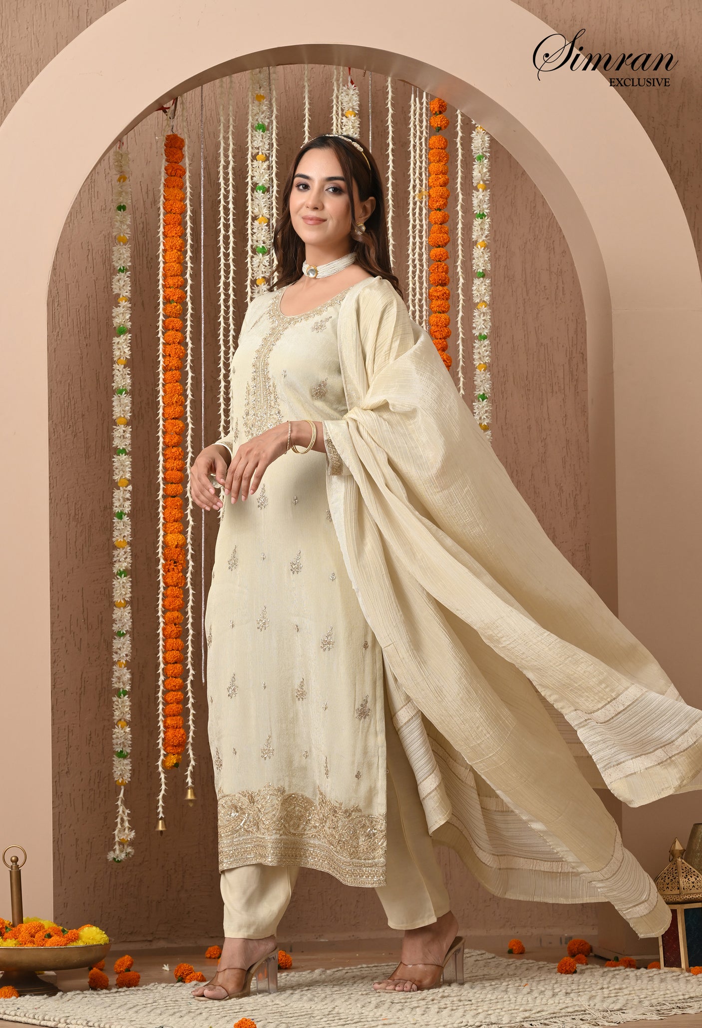 Golden Charm Heavy Embroidery suit