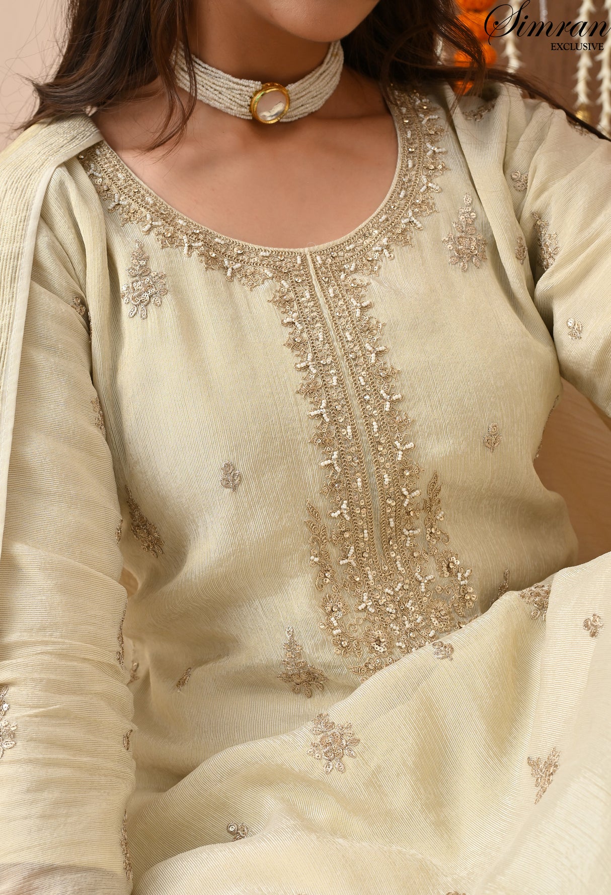 Golden Charm Heavy Embroidery suit
