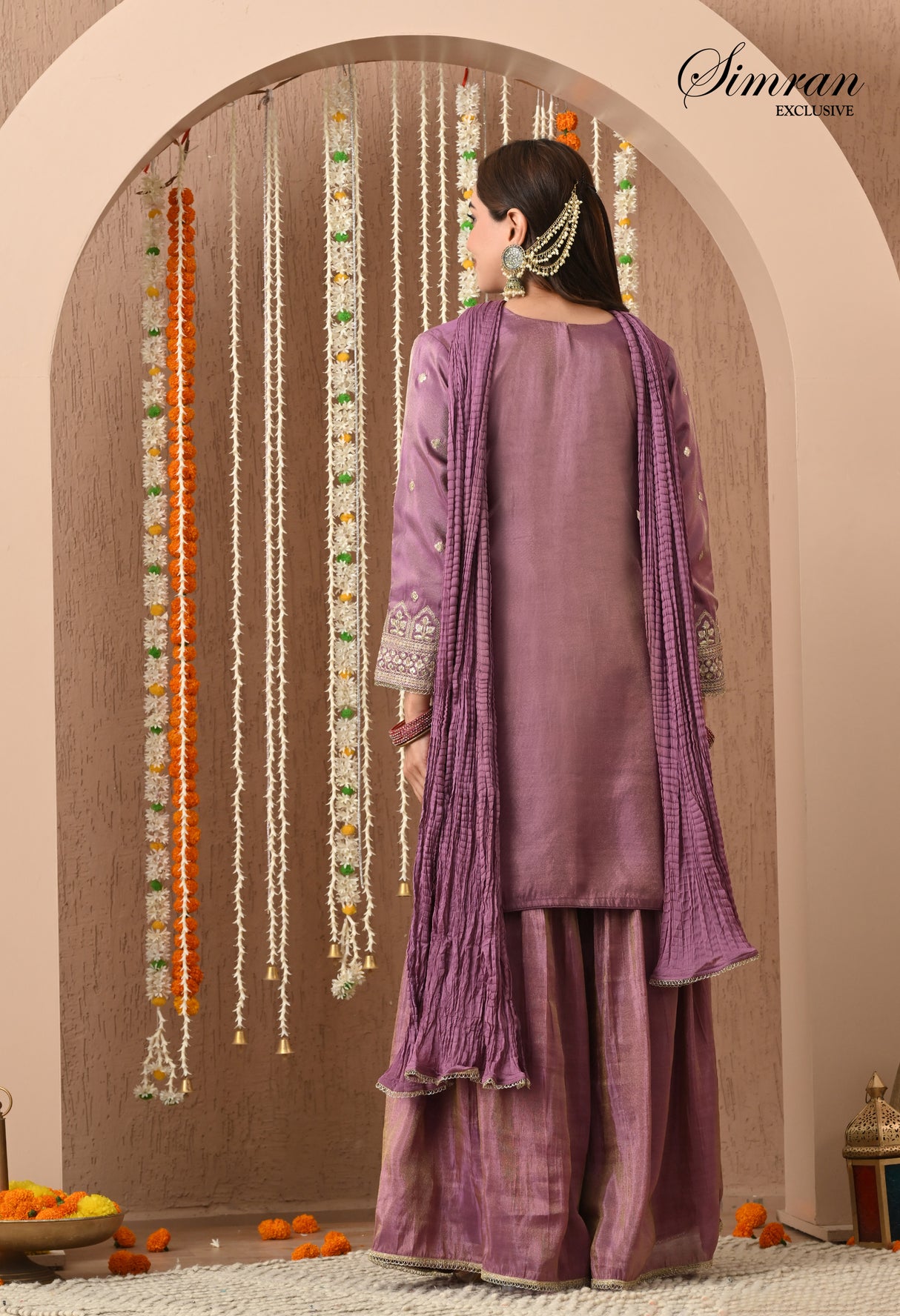 Lavender Zari Sharara Set