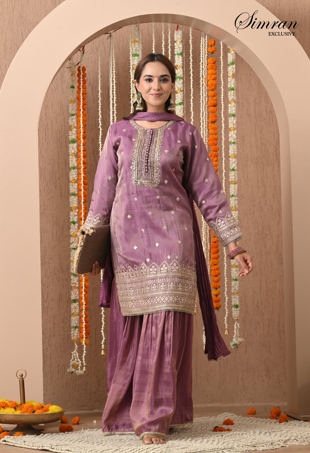 Lavender Zari Sharara Set