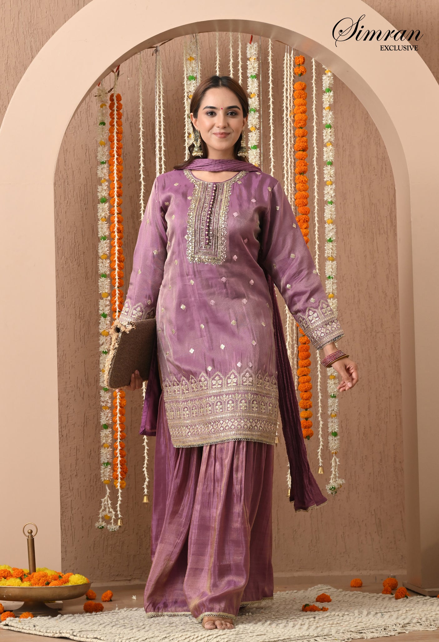 Lavender Zari Sharara Set