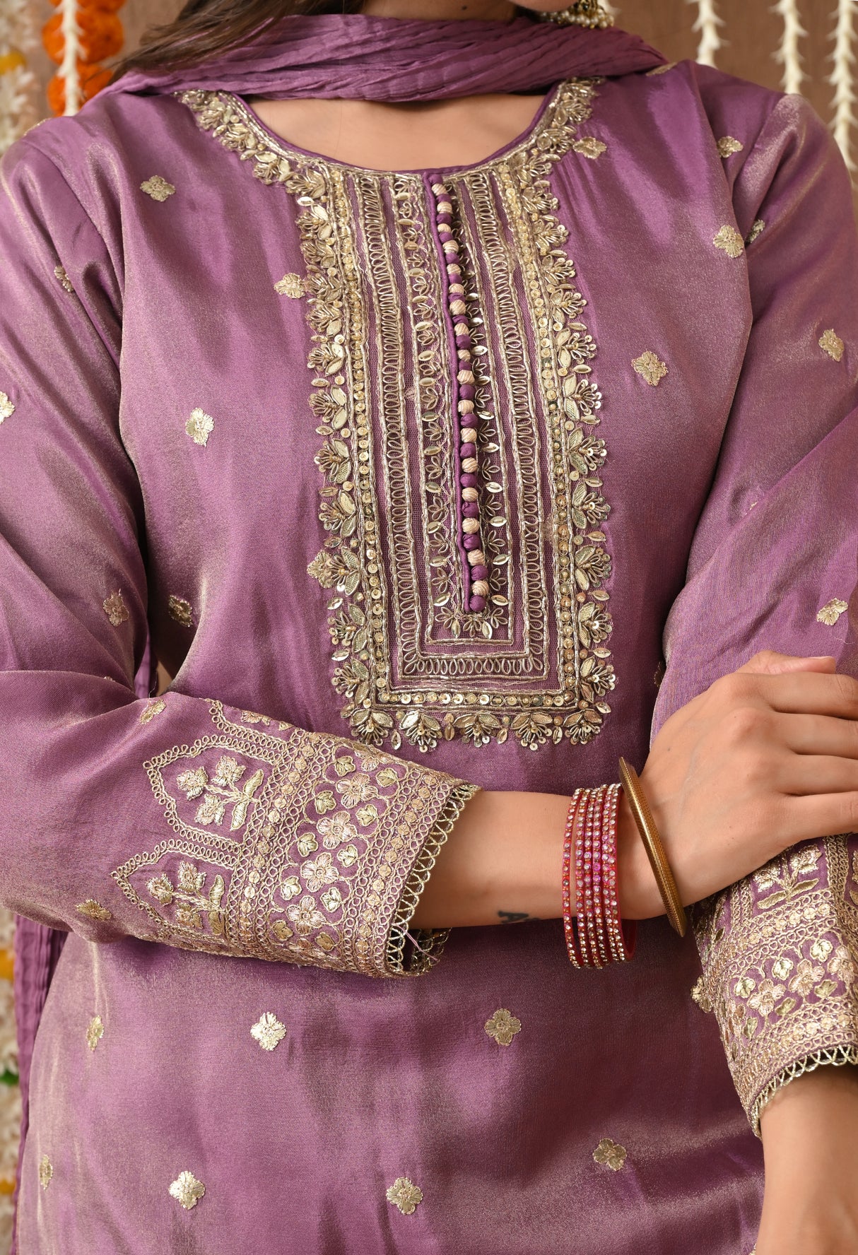 Lavender Zari Sharara Set