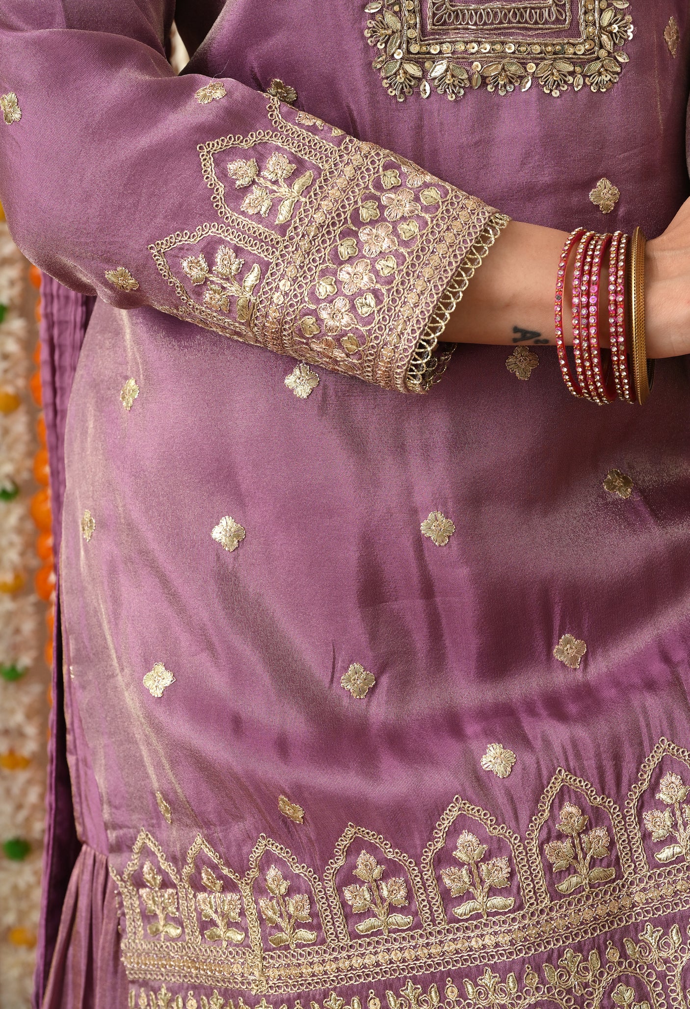 Lavender Zari Sharara Set
