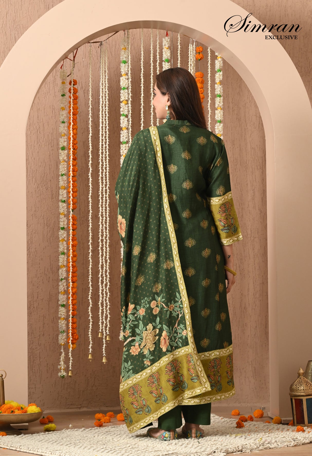 Forest Green with Multicolor Thread Work Suit