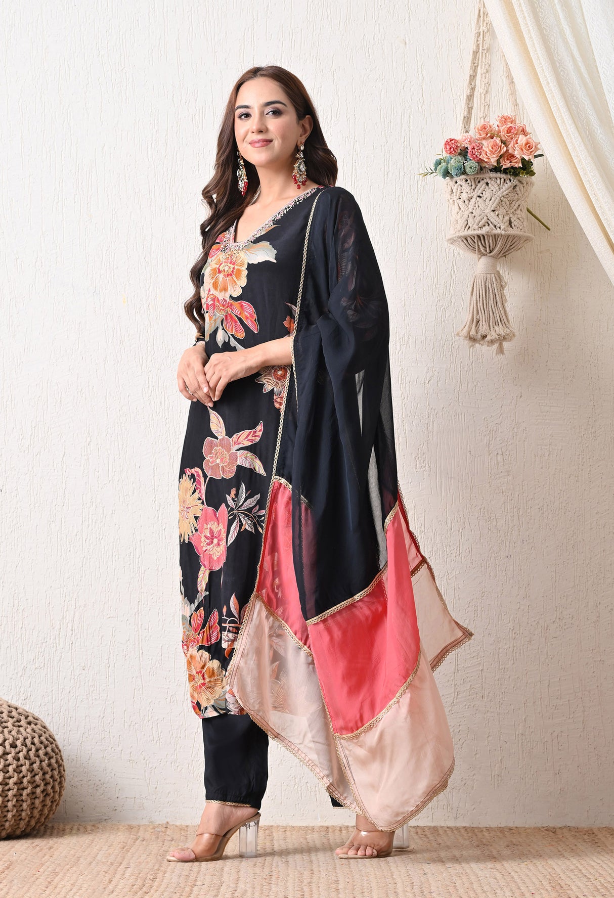 Floral Noir suit Set