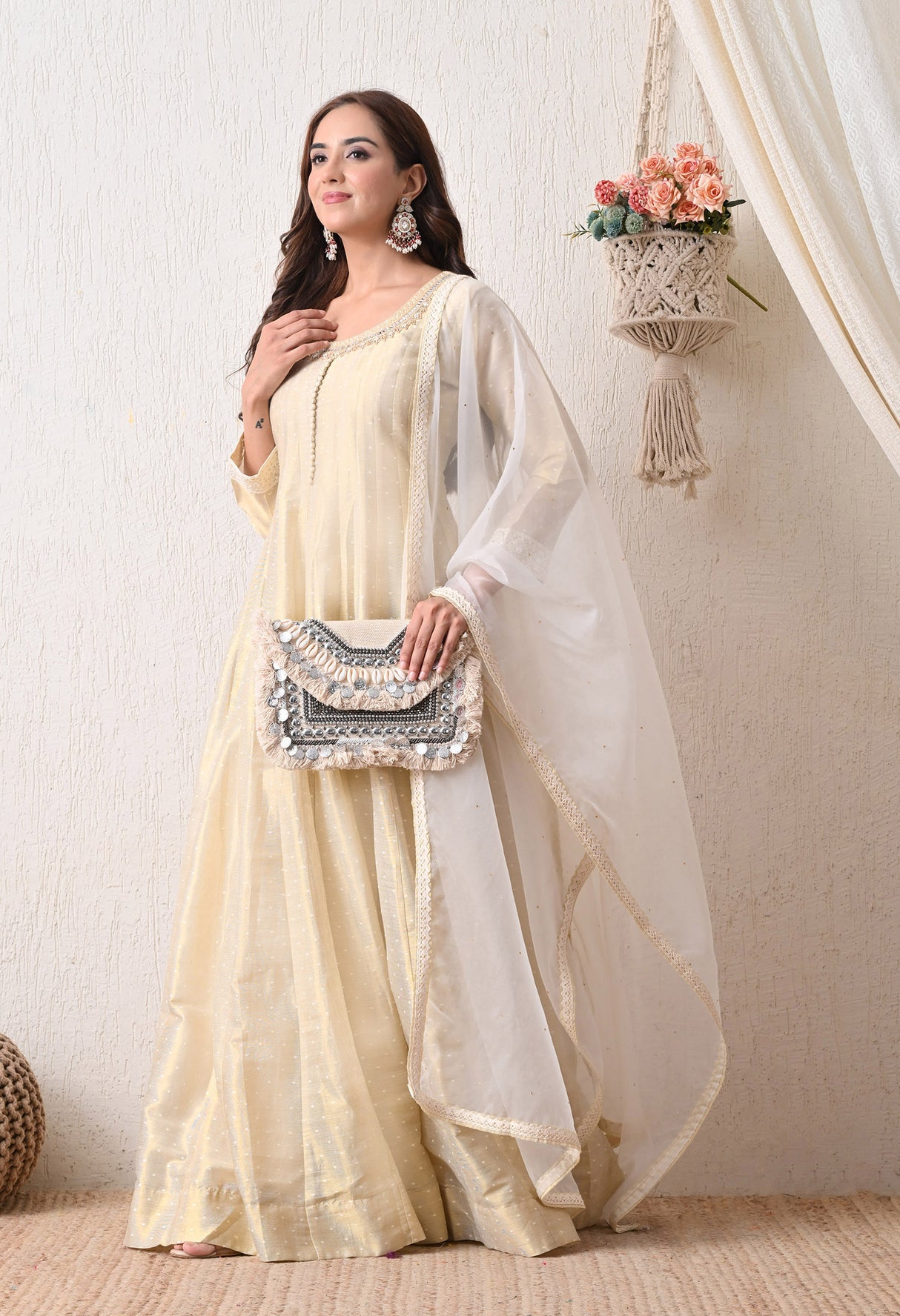 Zeenat Gold A-Line Suit