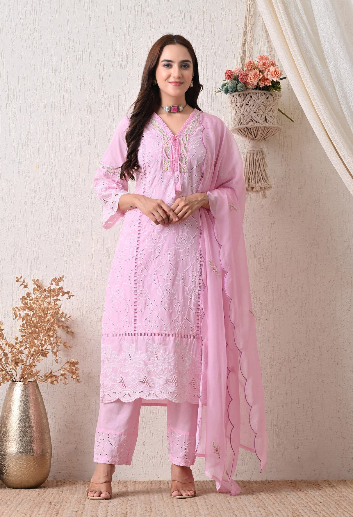 Noori Gulab - Baby Pink Embroidered Grace Set