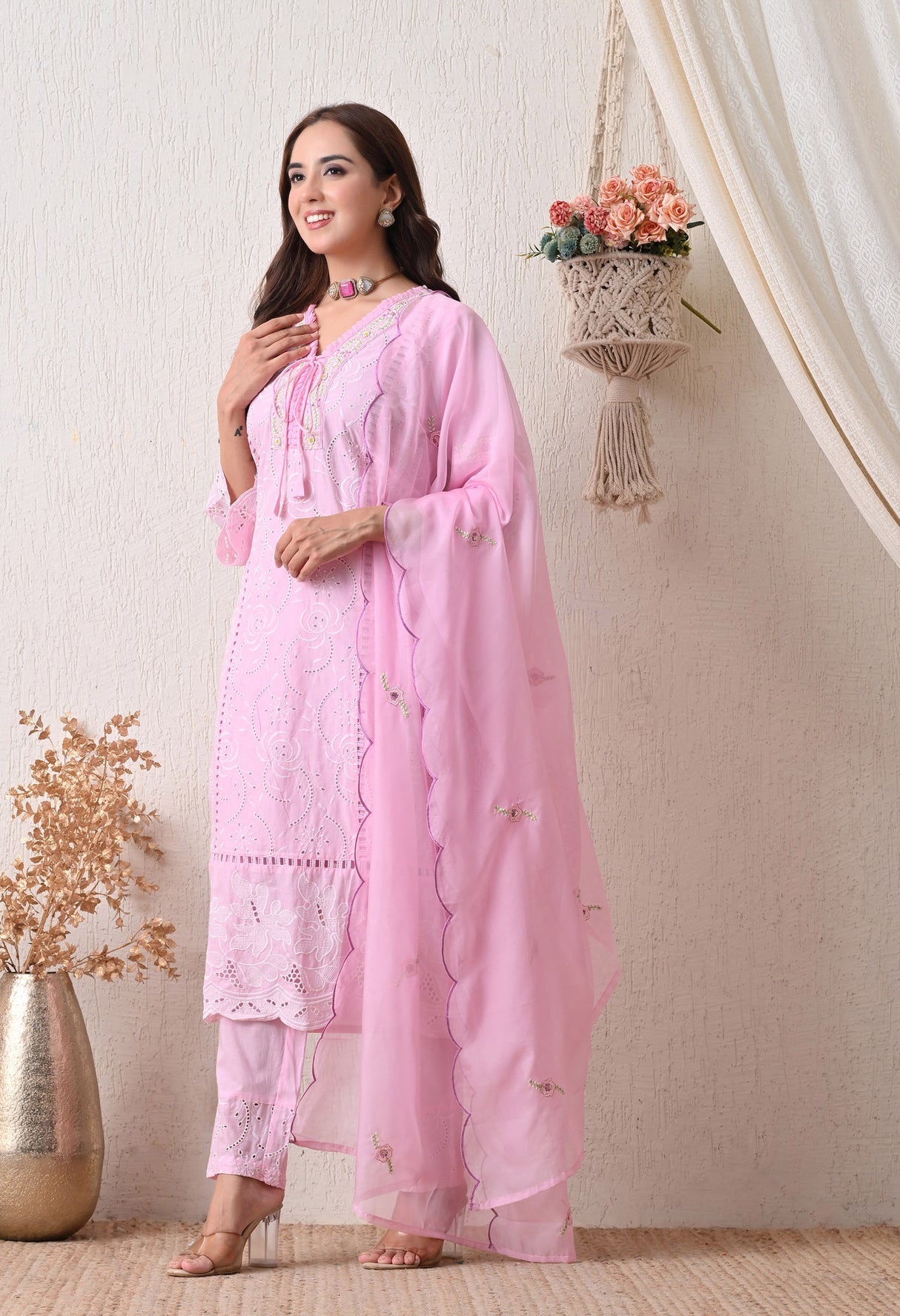 Noori Gulab - Baby Pink Embroidered Grace Set