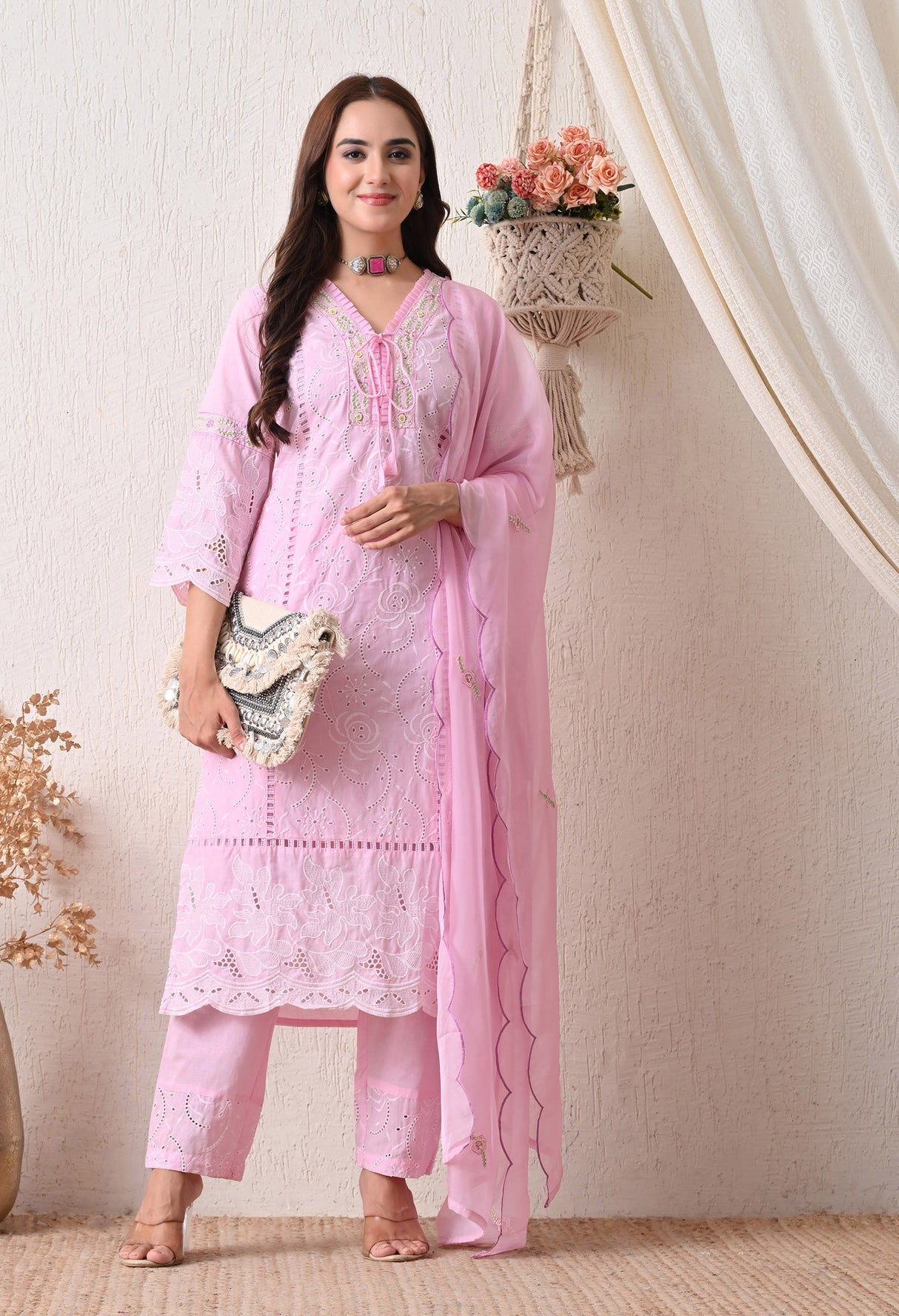 Noori Gulab - Baby Pink Embroidered Grace Set