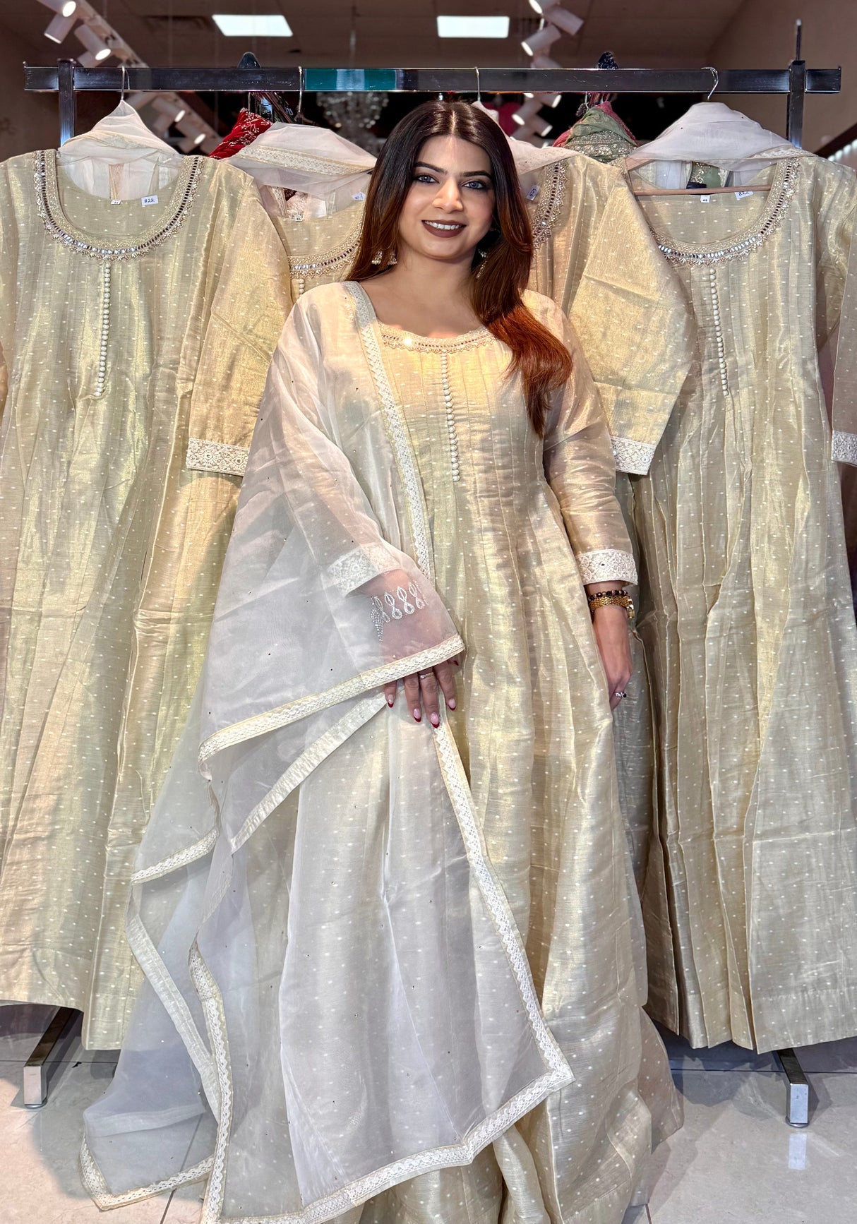 Zeenat Gold A-Line Suit