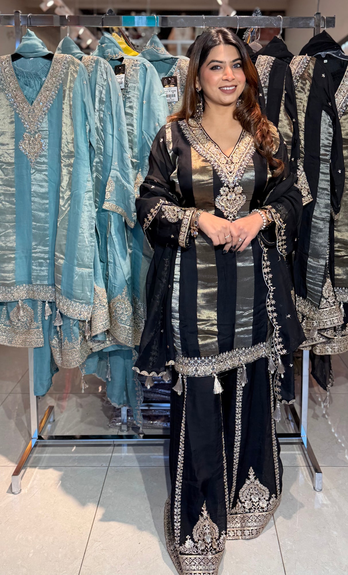 BLACK AND GOLD SHARARA