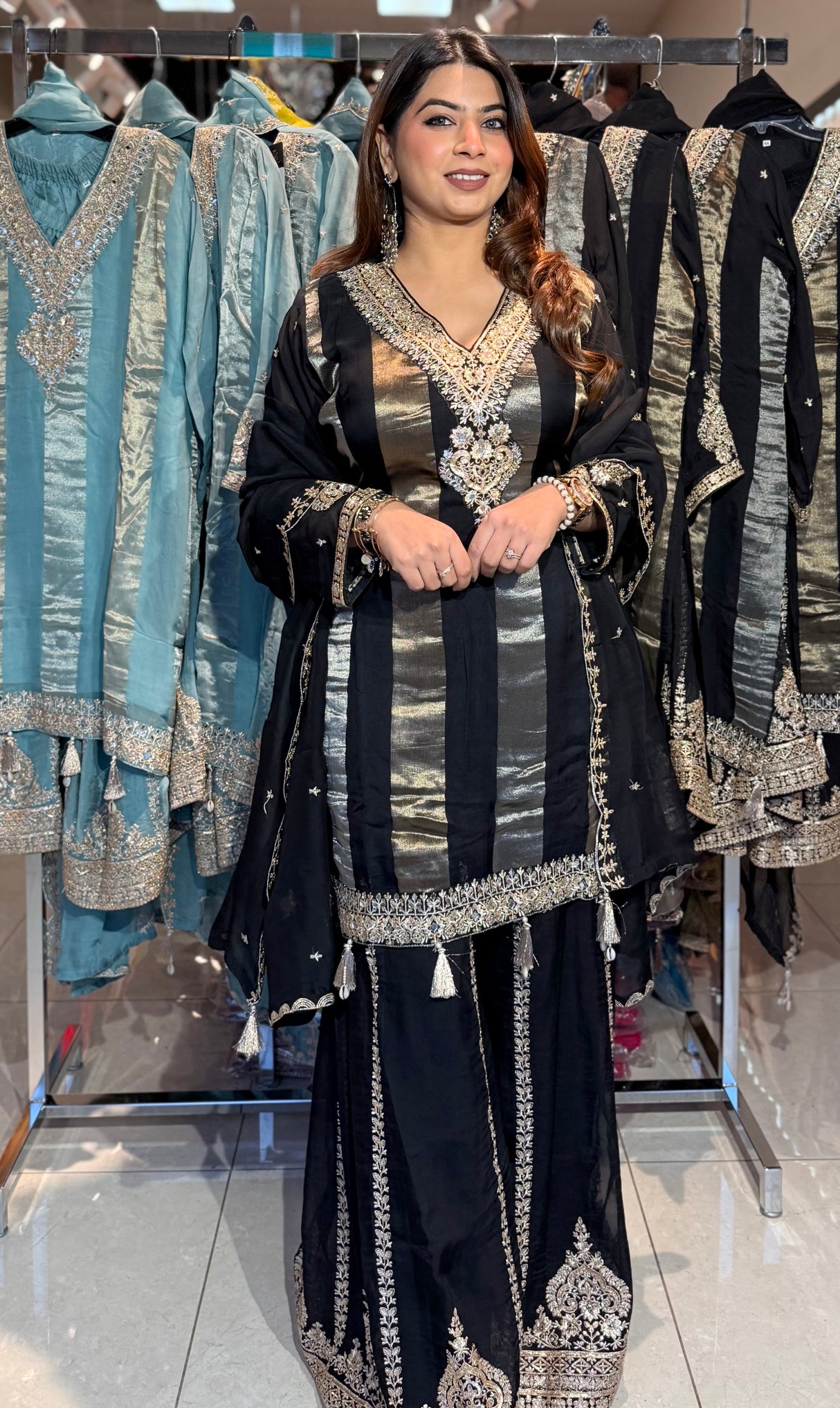 BLACK AND GOLD SHARARA