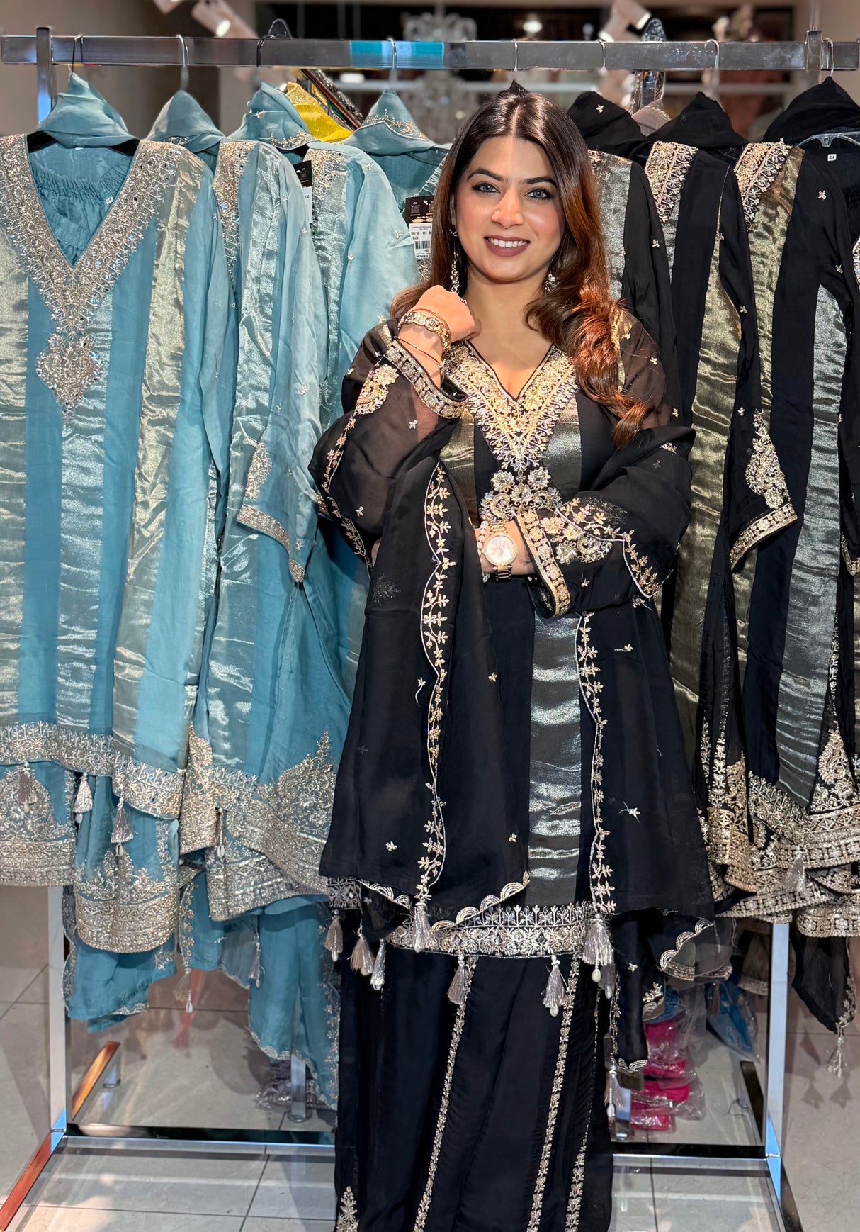 BLACK AND GOLD SHARARA