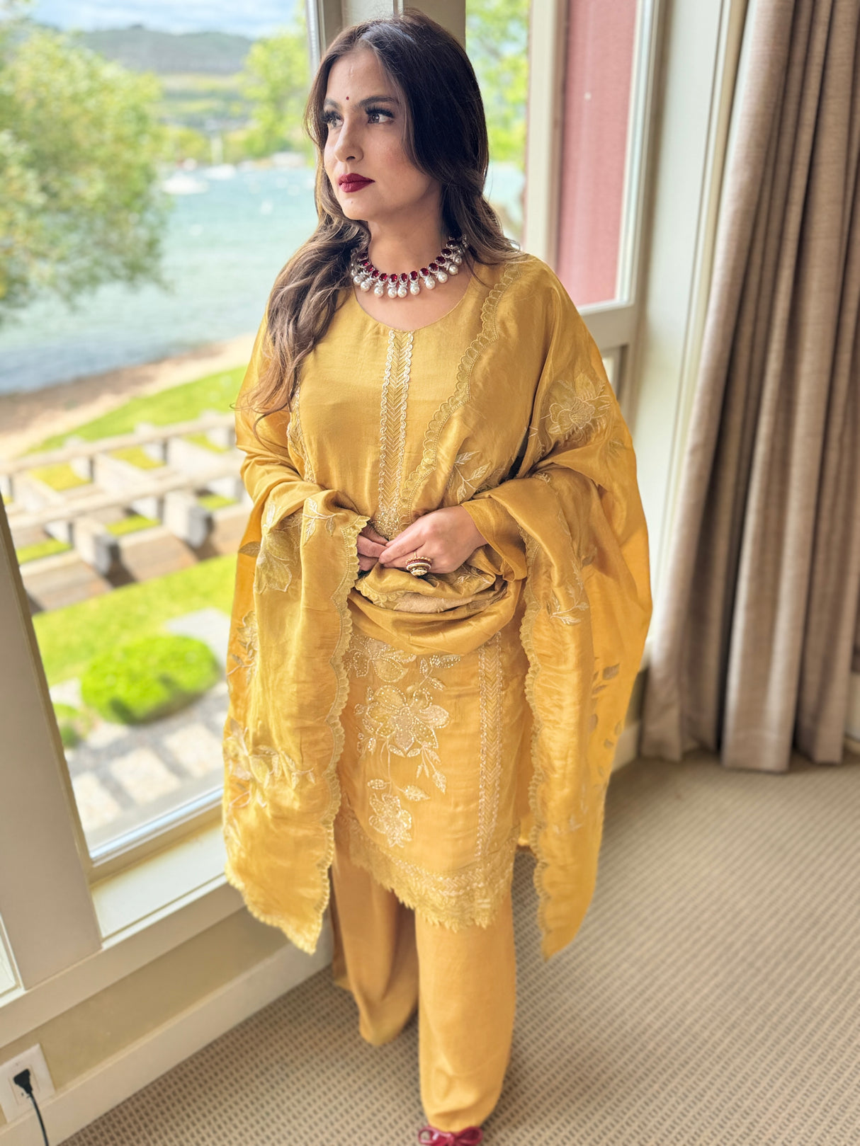 Olive Green Festive Suit