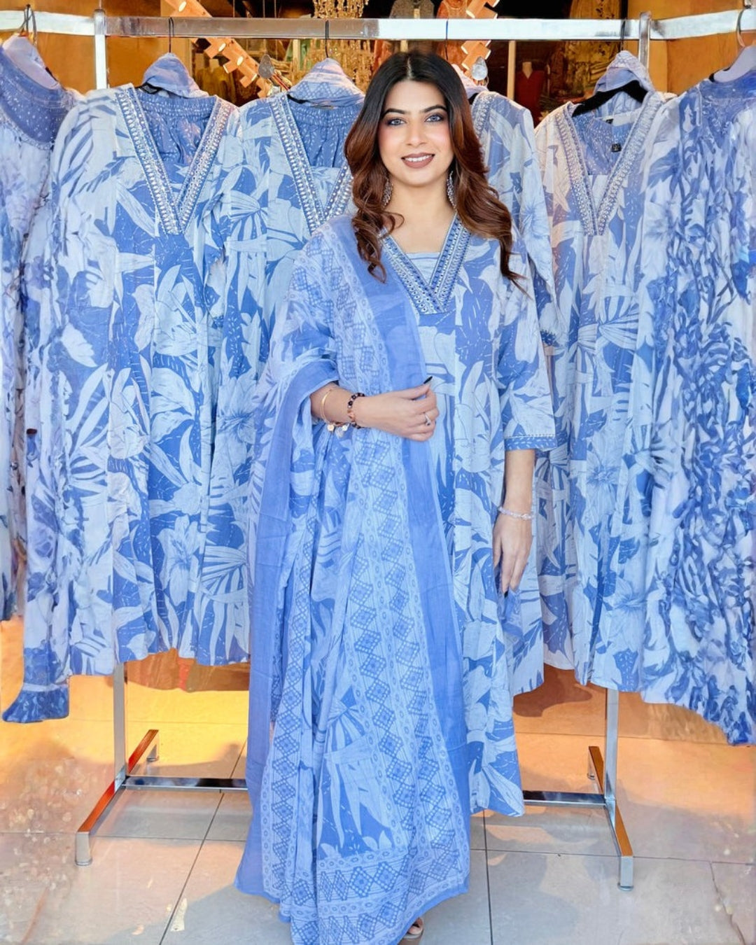 Lavender Leafy Breeze Anarkali Set