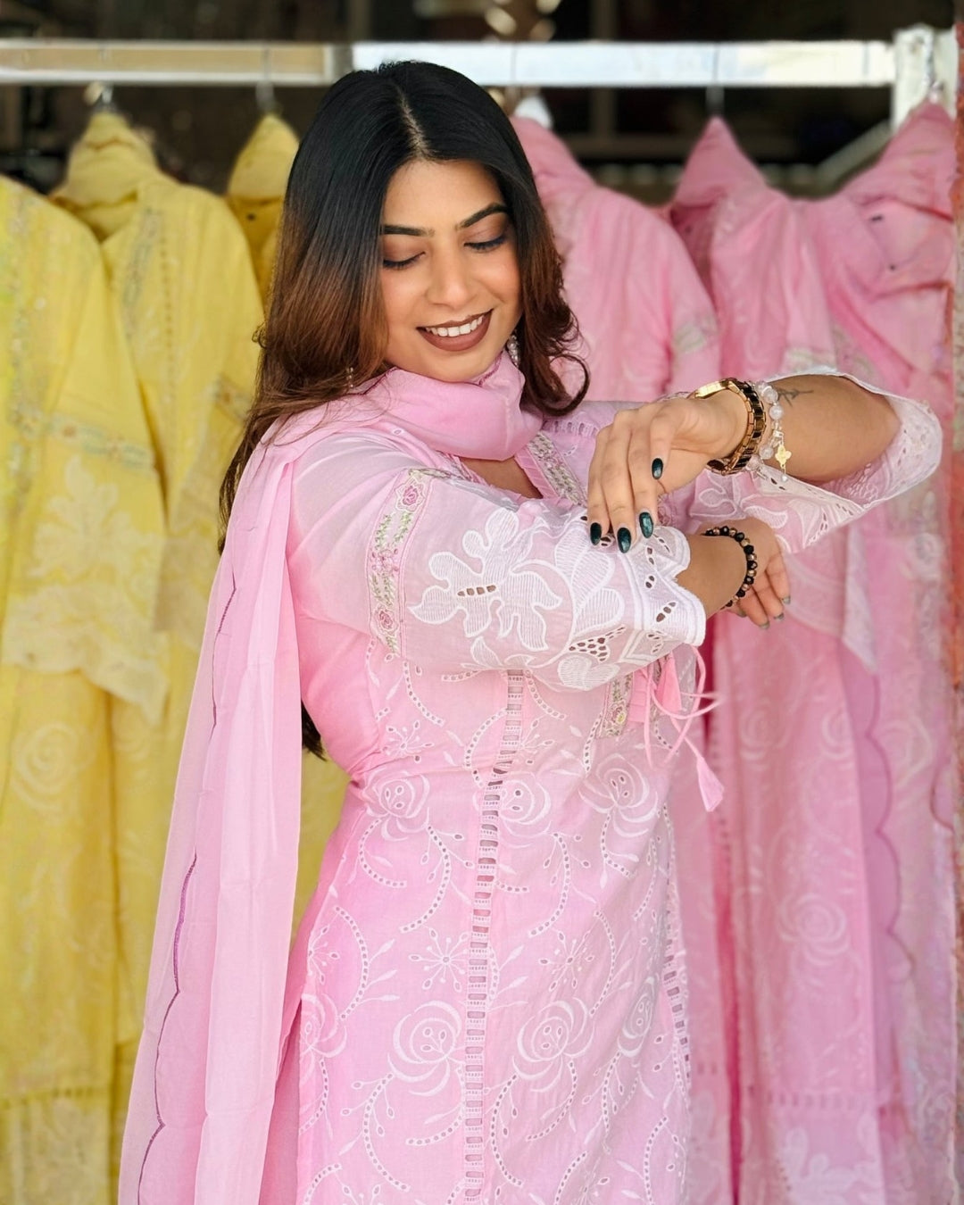 Noori Gulab - Baby Pink Embroidered Grace Set