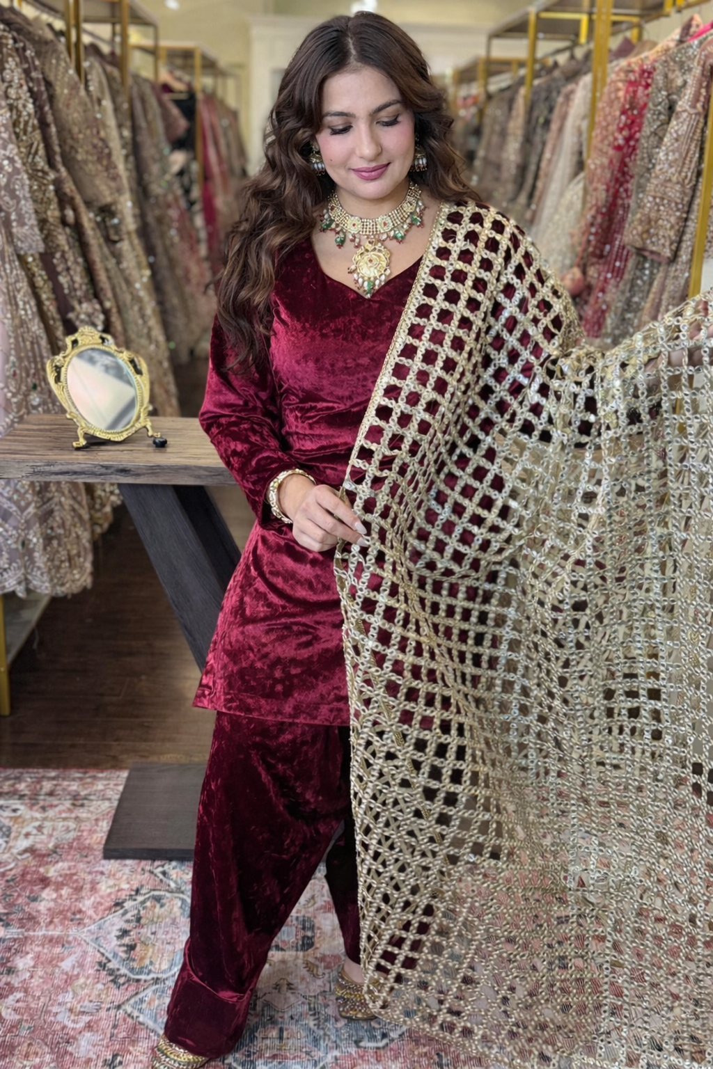 Mumtaz Mahal Jaal Dupatta Suit – Simran Exclusive