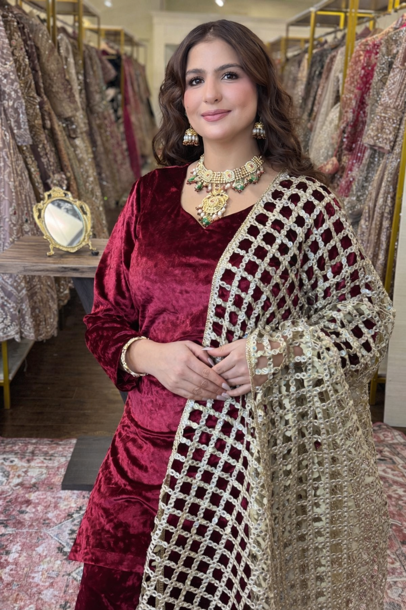 Mumtaz Mahal Jaal Dupatta Suit – Simran Exclusive