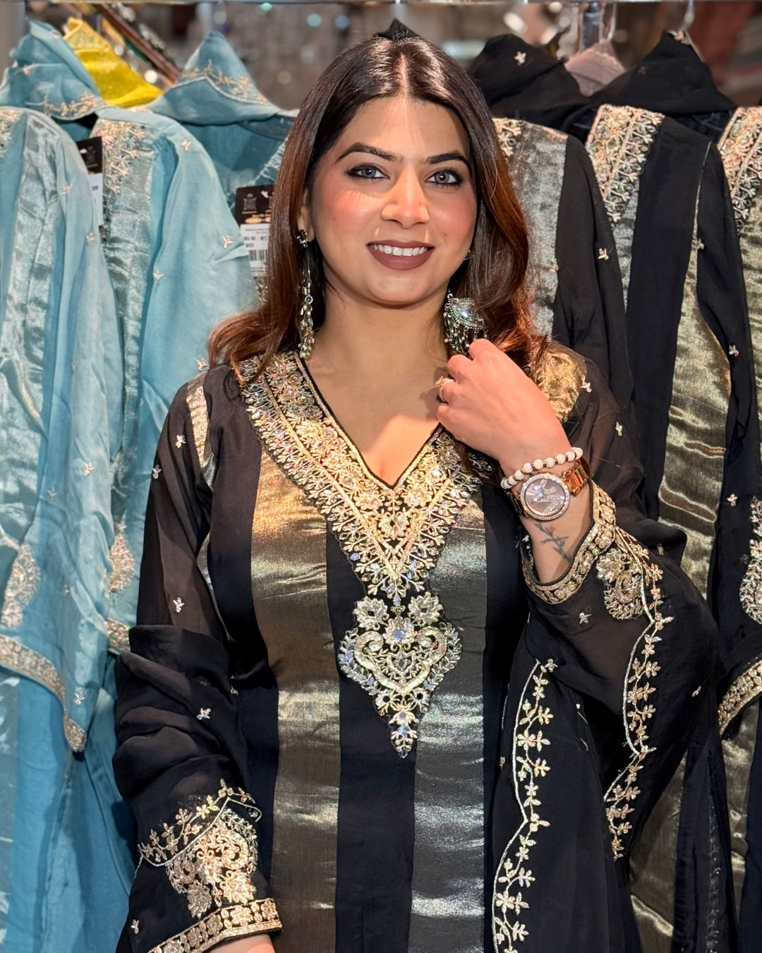 BLACK AND GOLD SHARARA
