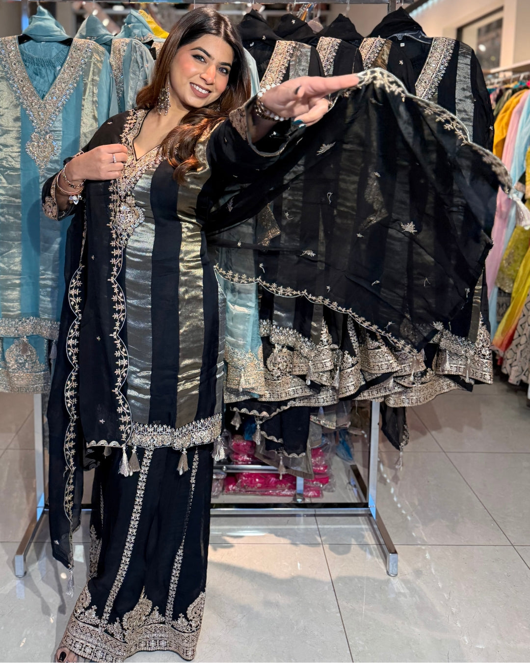 BLACK AND GOLD SHARARA